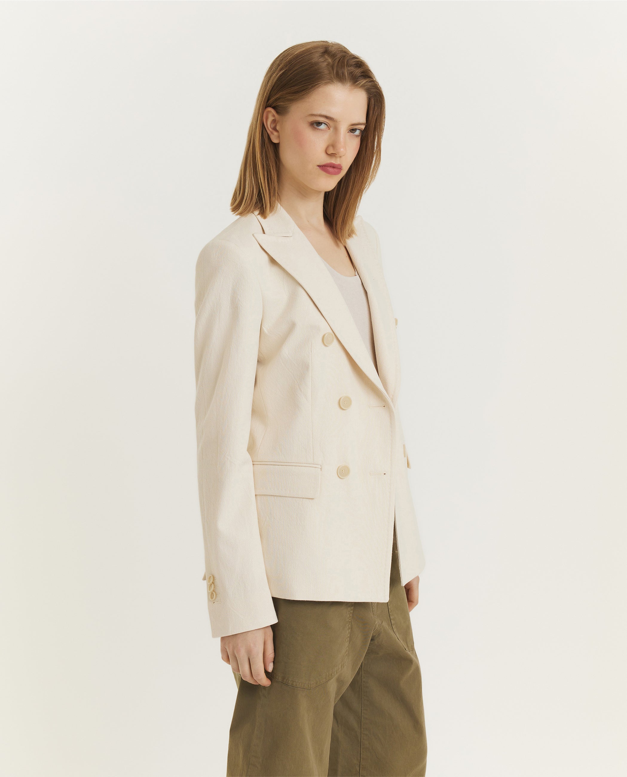 Cotton Double-Breasted Blazer