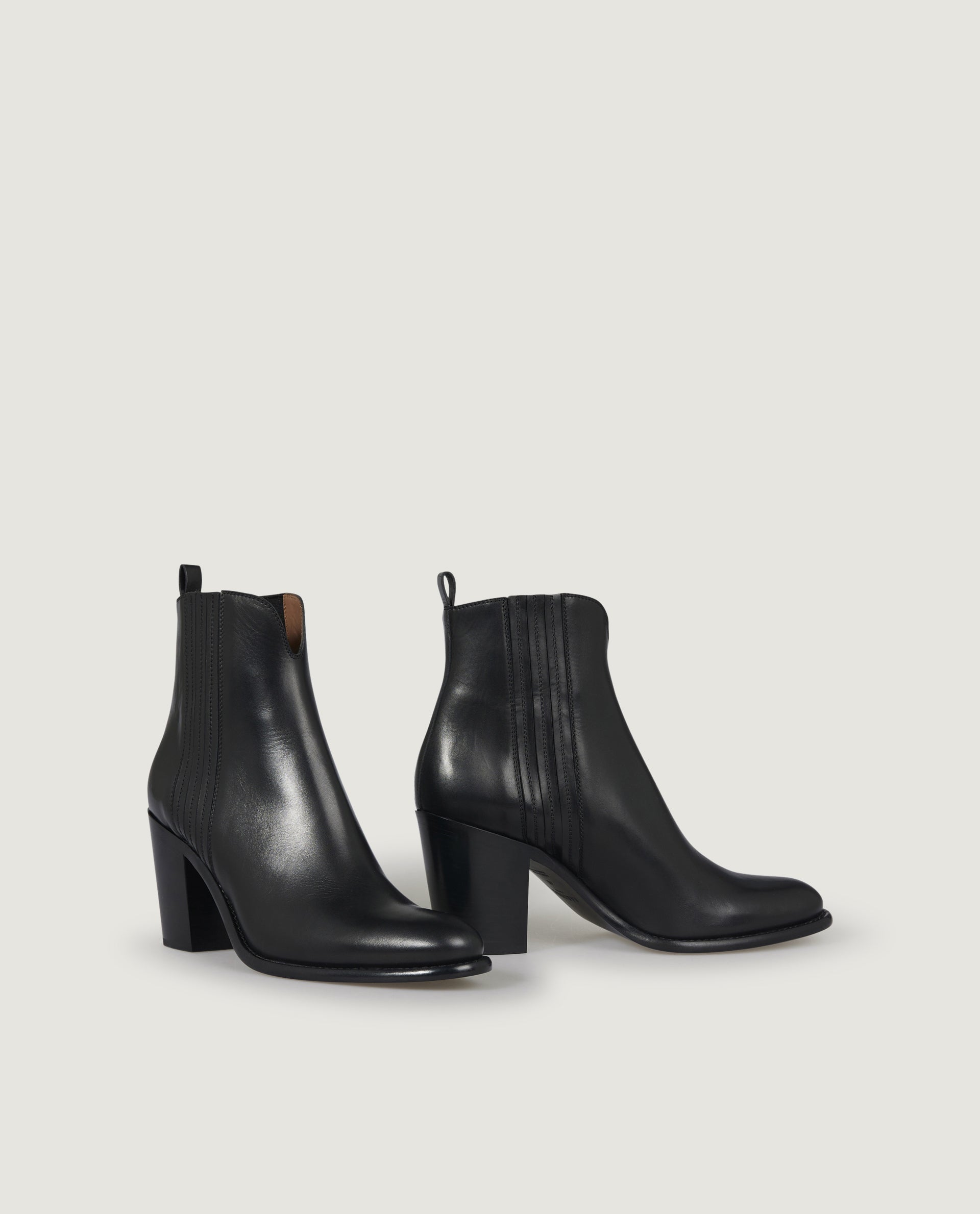 Leren enkellaarzen - Zwart