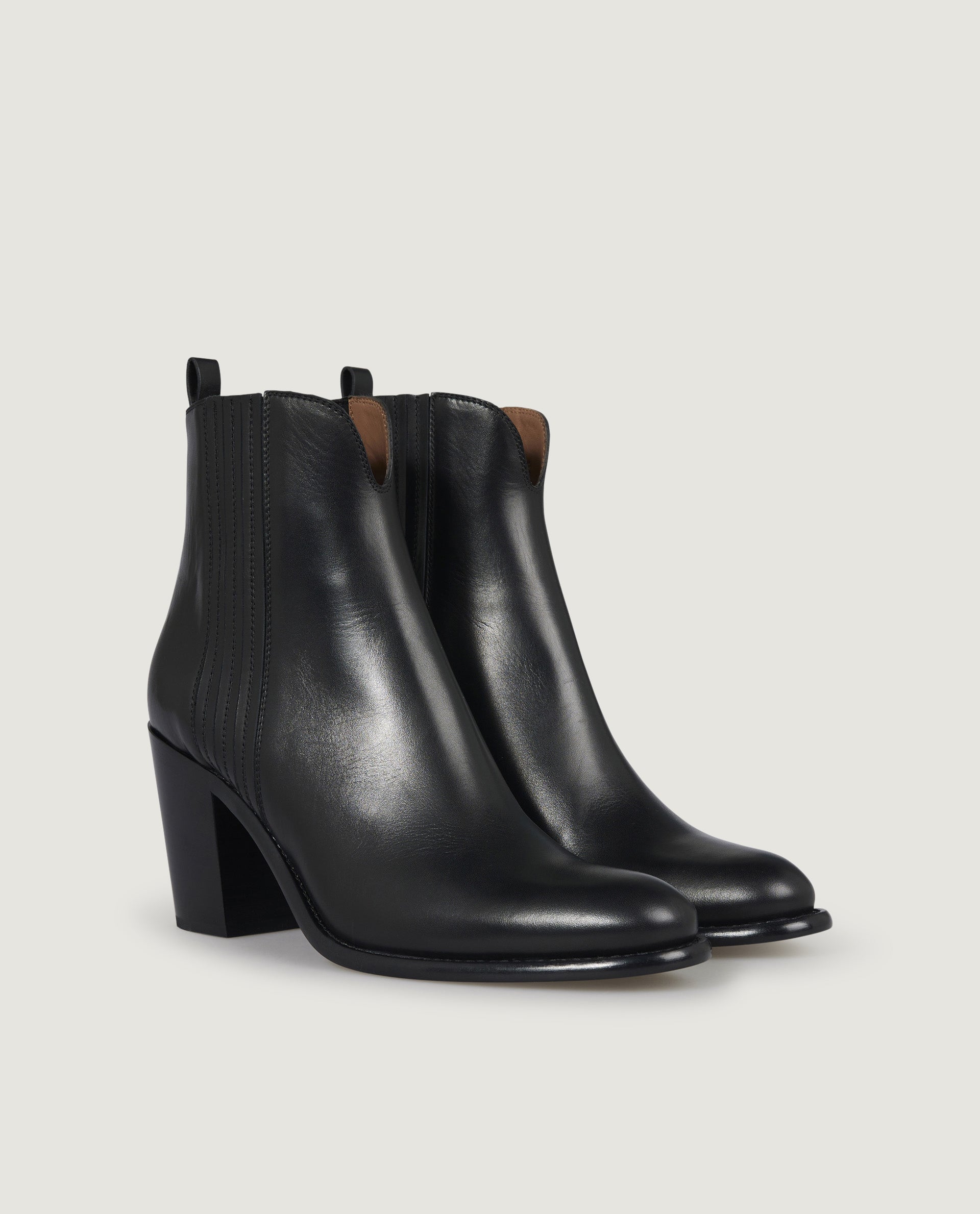 Leren enkellaarzen - Zwart