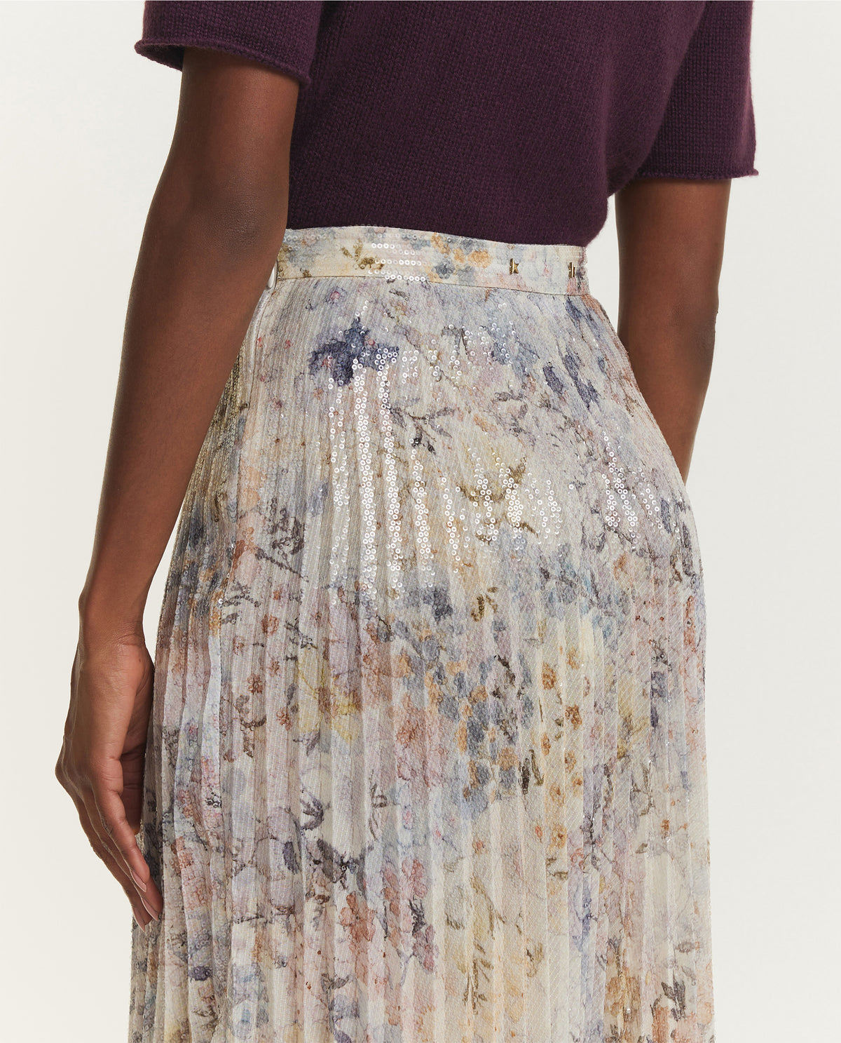 Long Pleated Multicolor Skirt