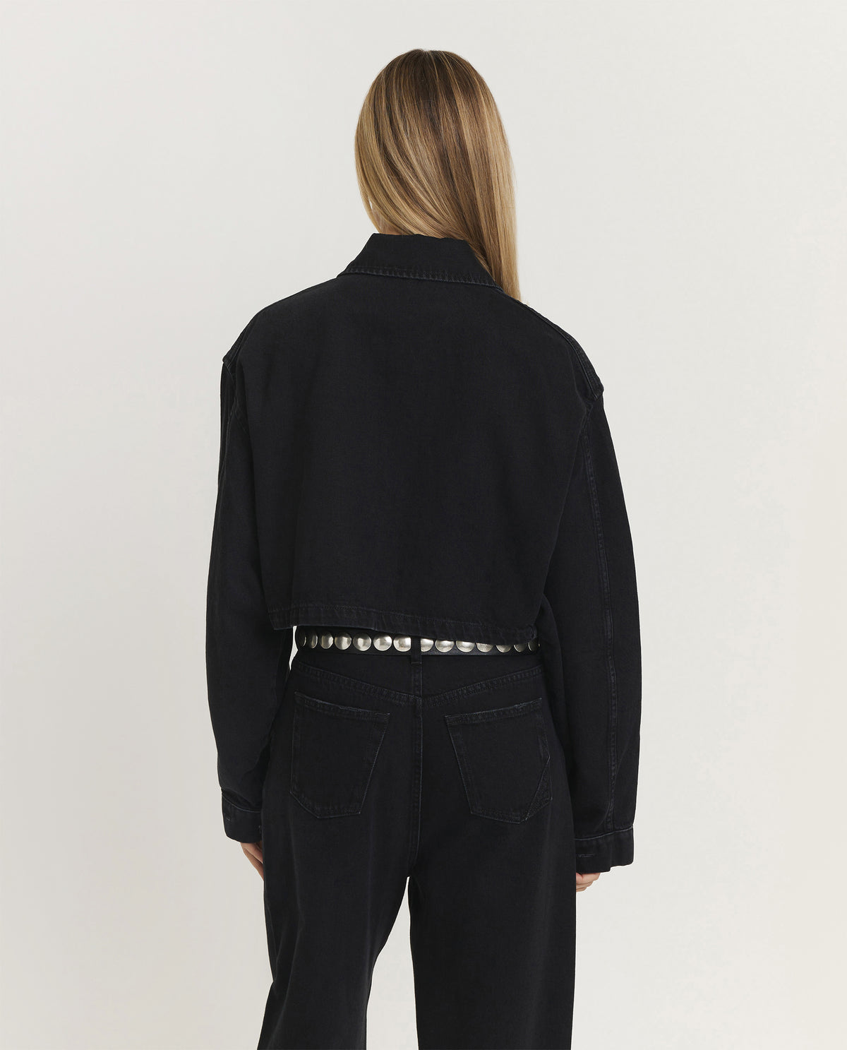 Amelia cropped denim jack - Donkergrijs