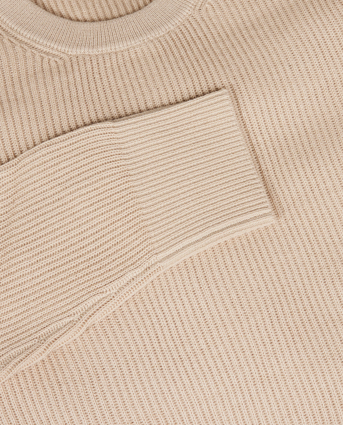 Geribde Ronde Hals Trui - Lichtbruin