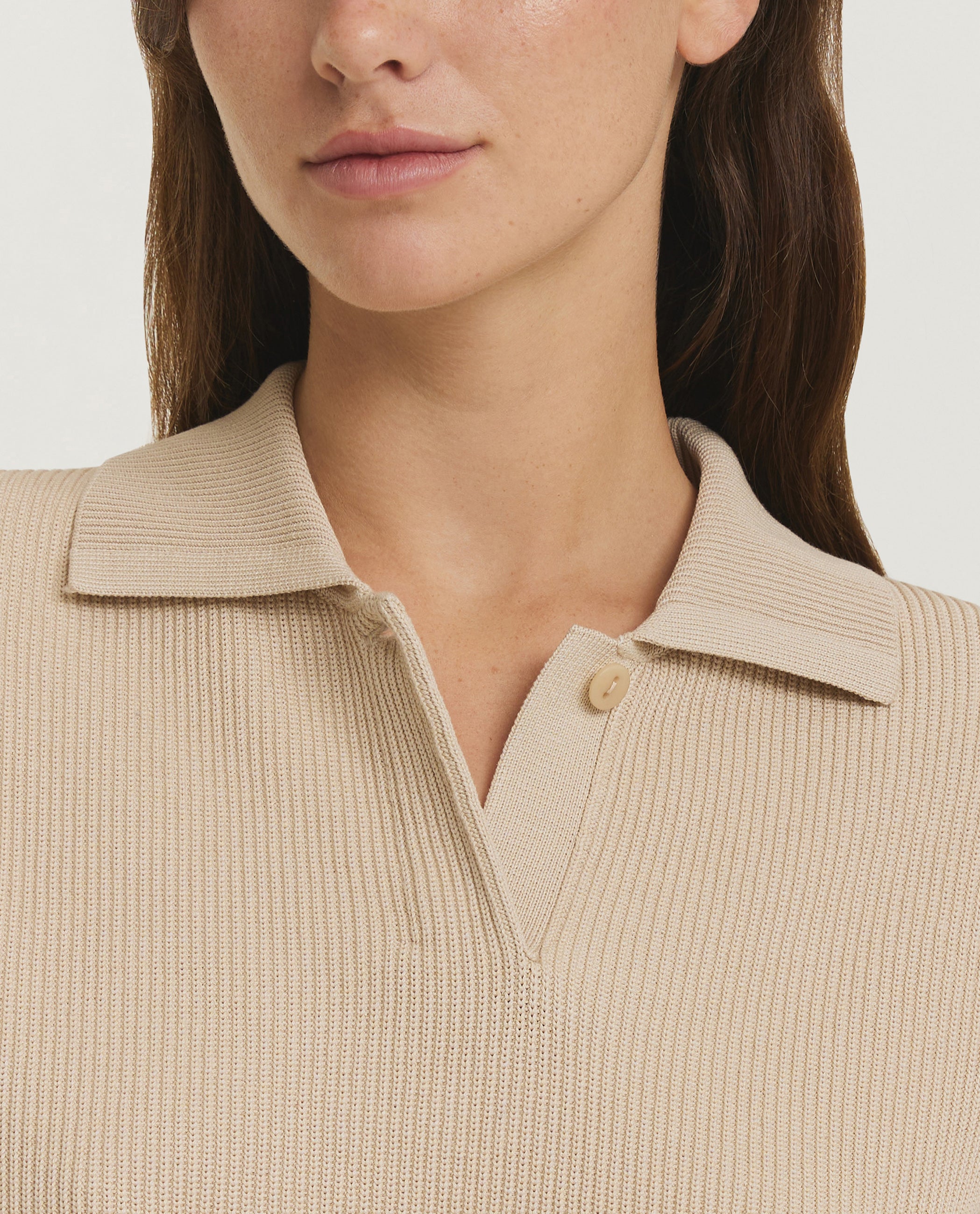 Ribbed Silk-Cotton Polo