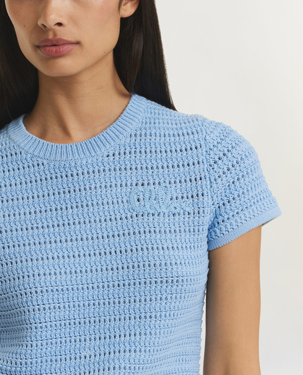 Katoen Crochet Top - Lichtblauw