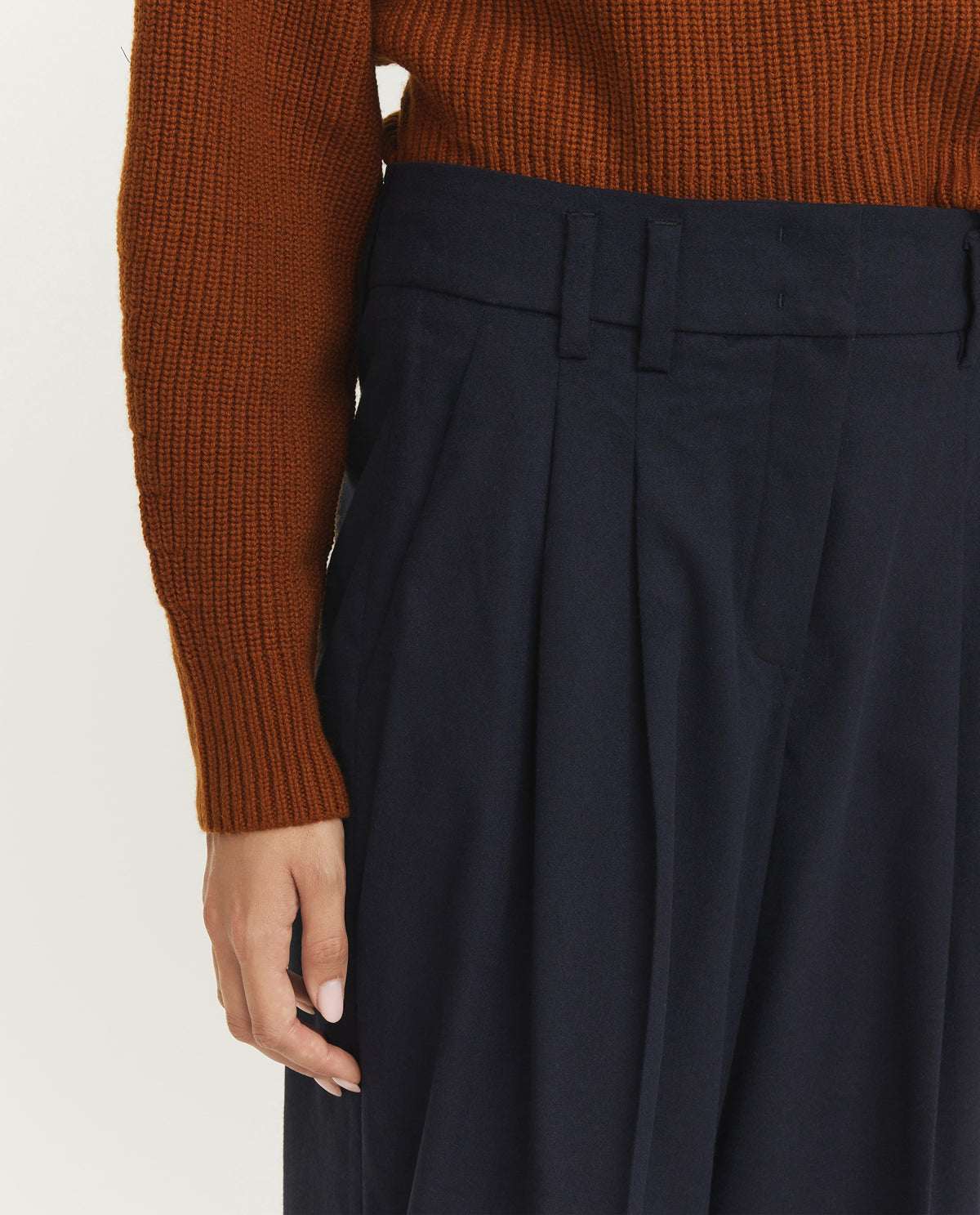 Wide Leg Pleated Trousers