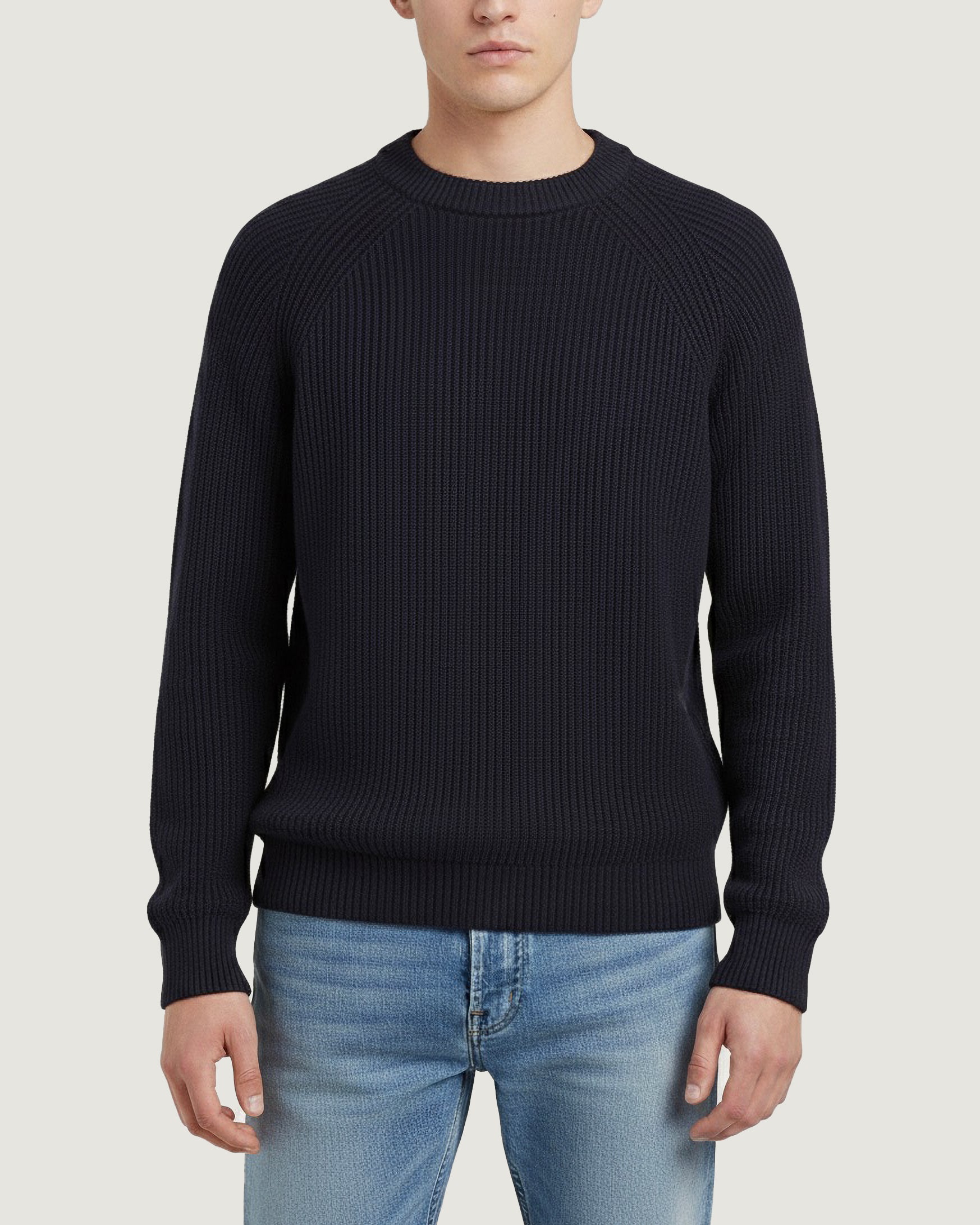 Cashmere Rib Trui - Donkerblauw