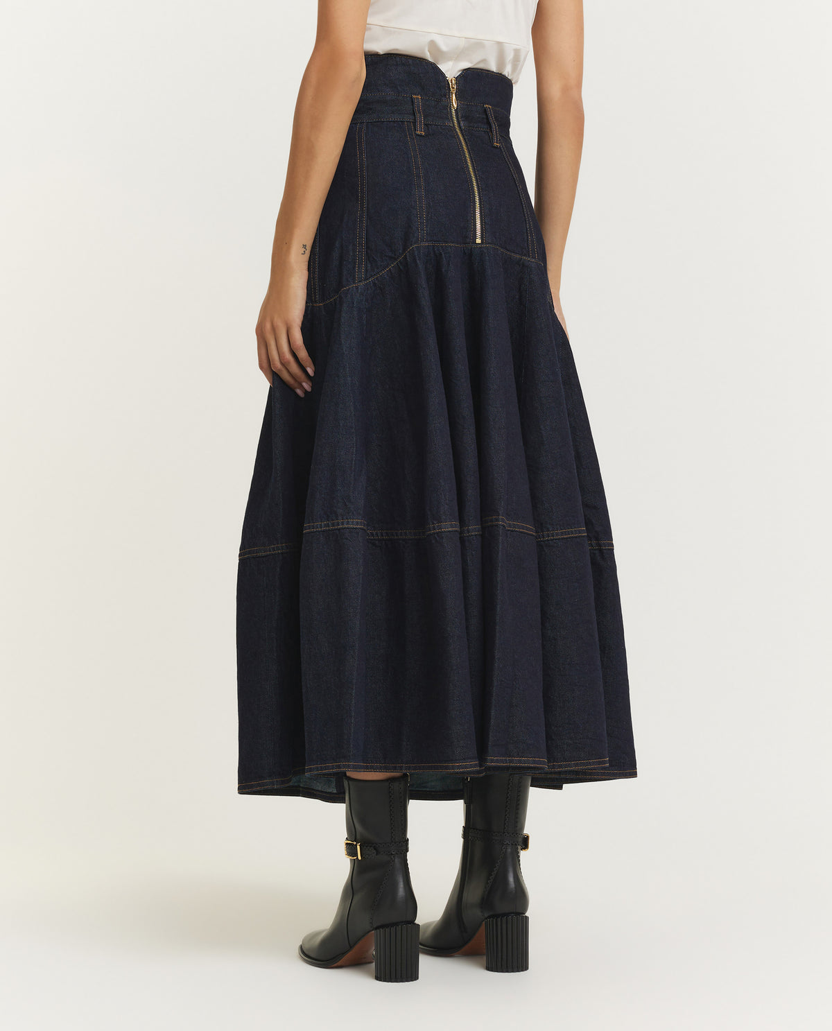 Hypnotic Denim Midi-Rok - Donkerblauw