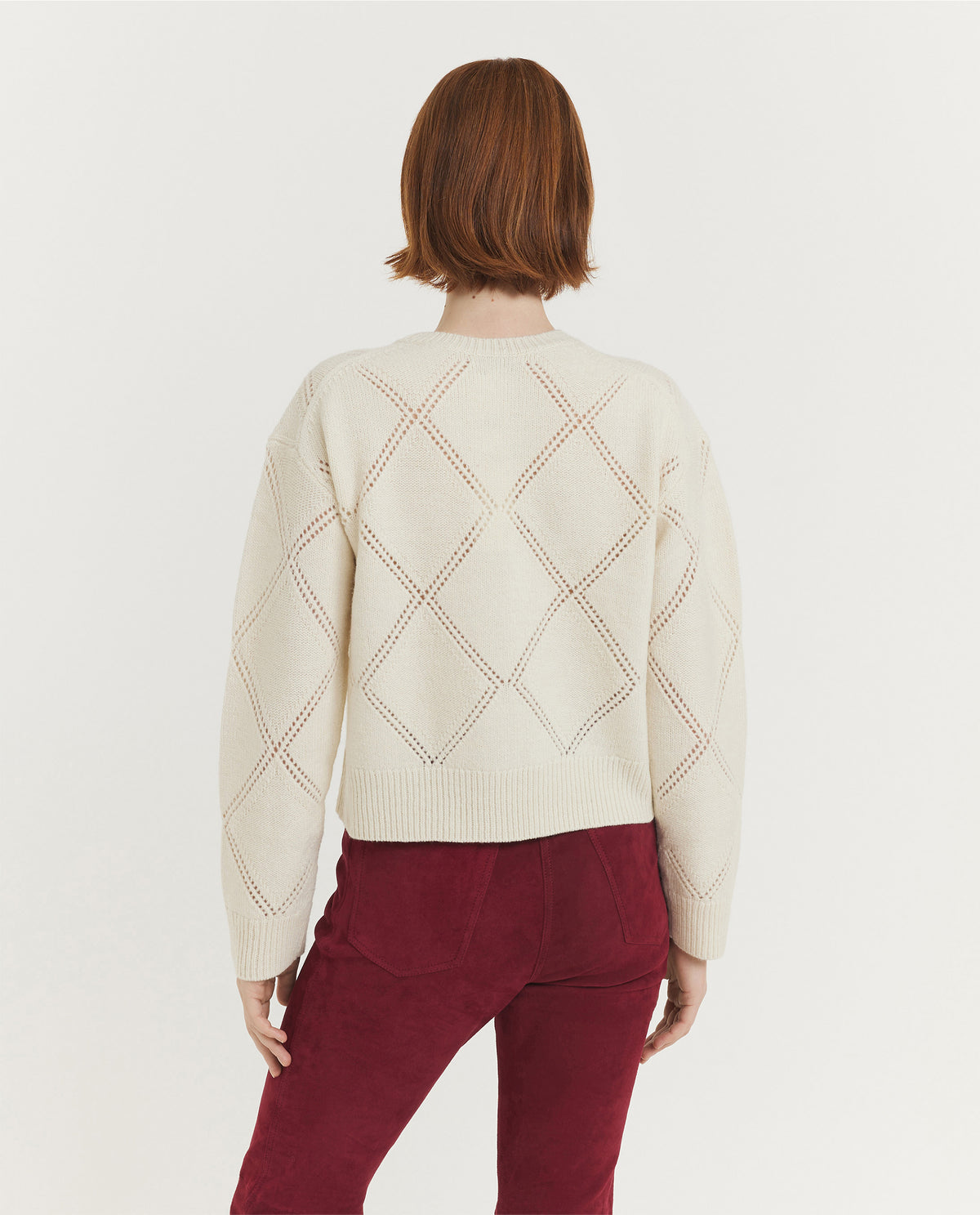 Textuur Argyle Trui - Ecru