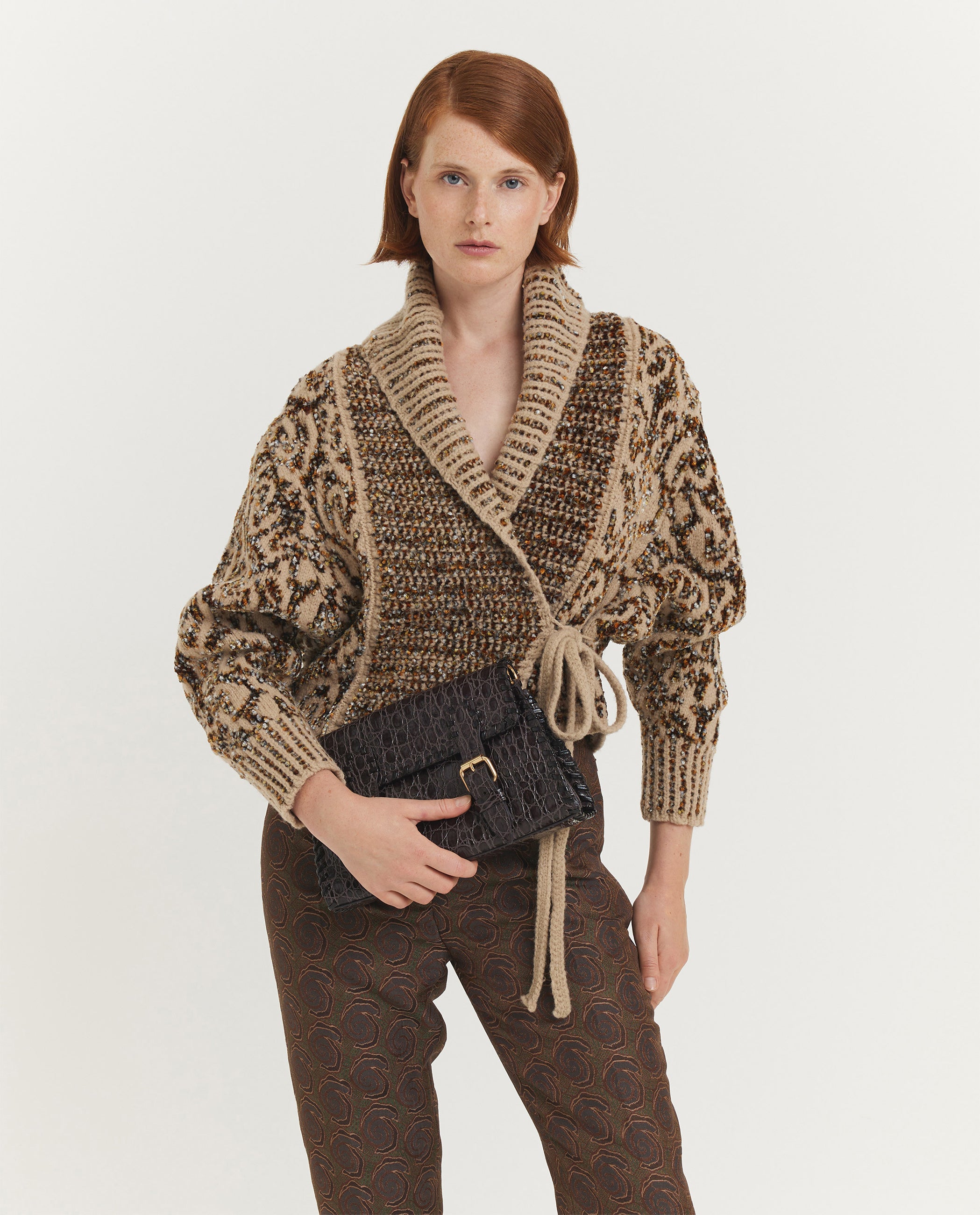 Jacquard Wrap Cardigan
