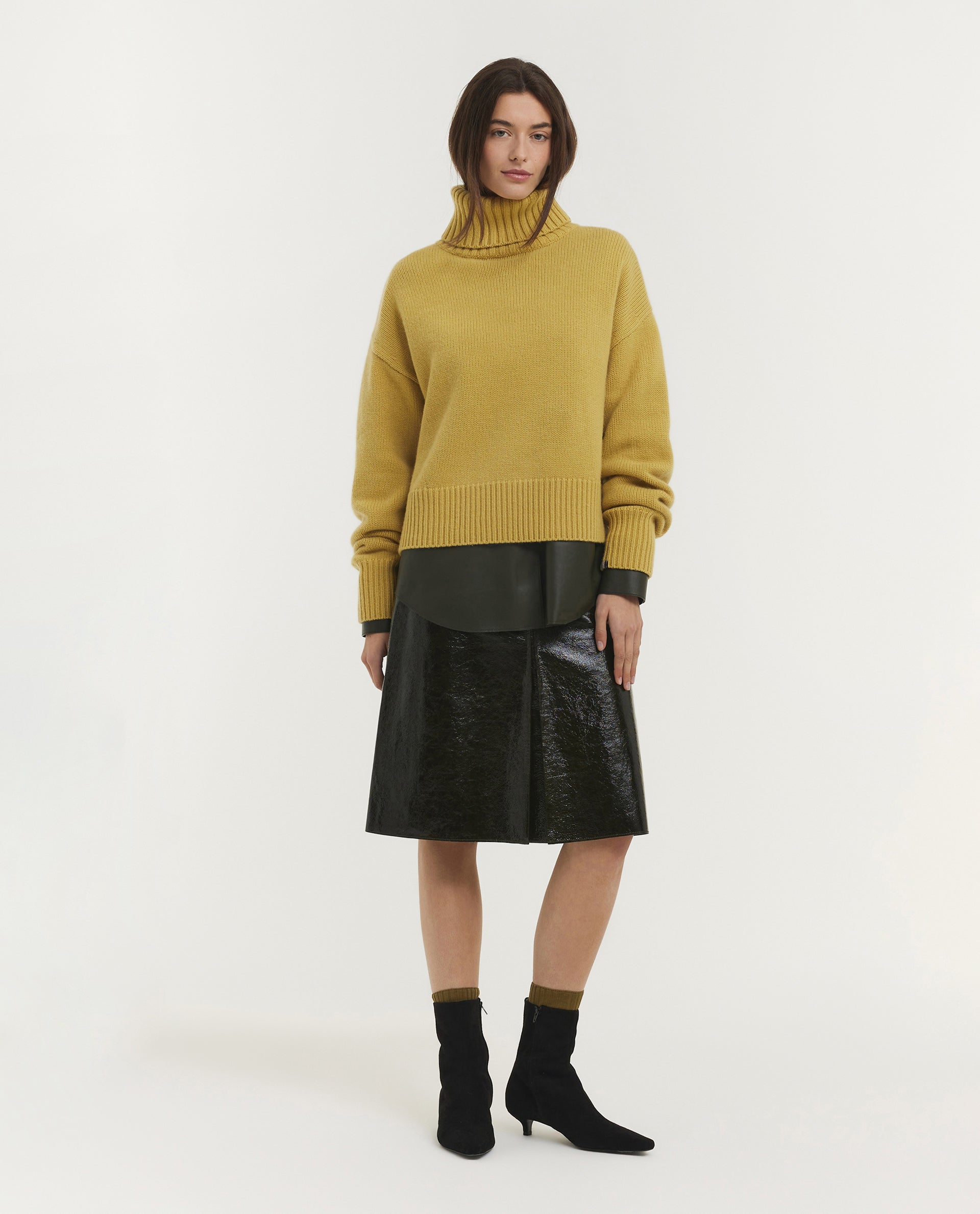 Baha Glazed Leren Rok – Pauw