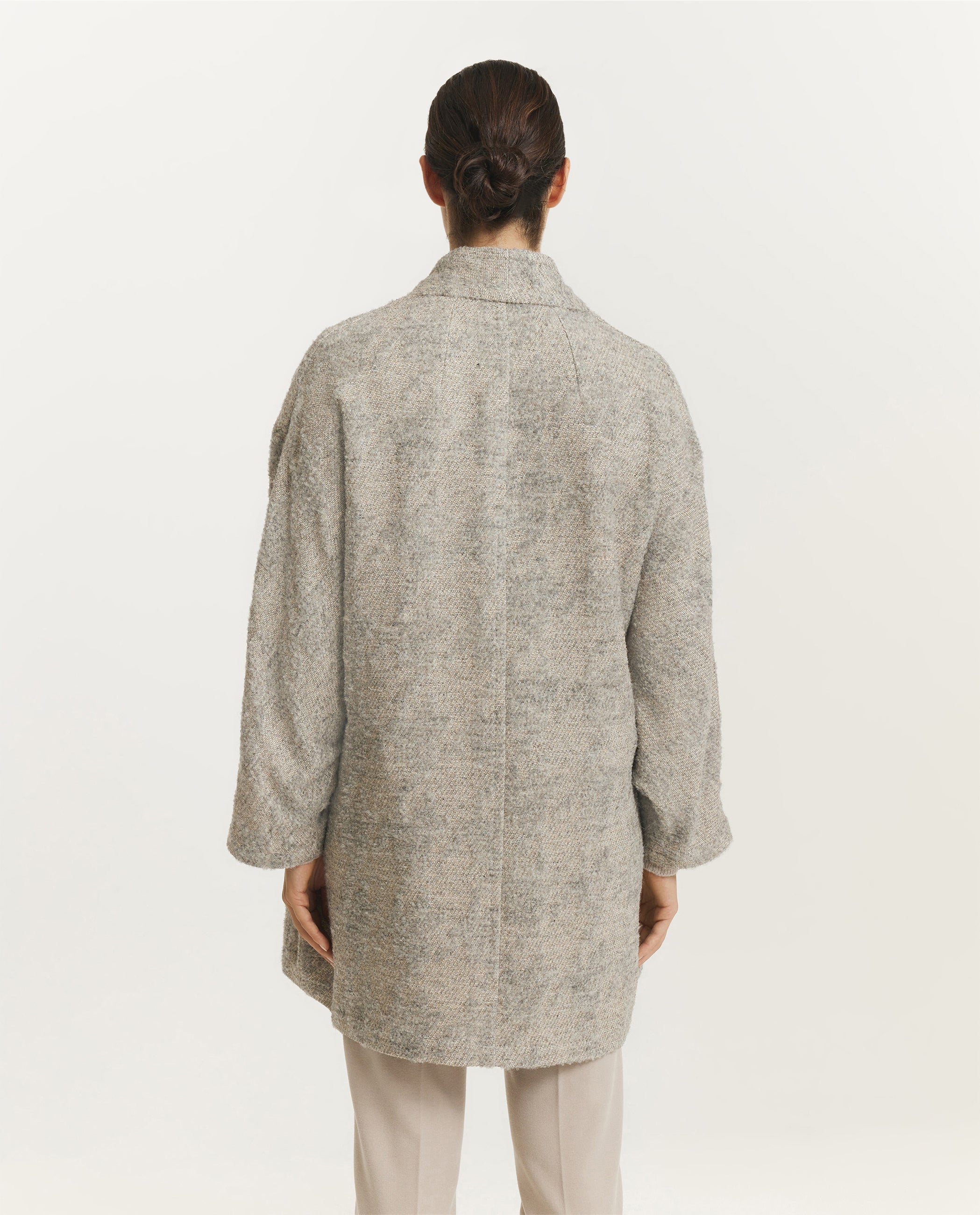 Kimono Structuur Vest - Lichtgrijs