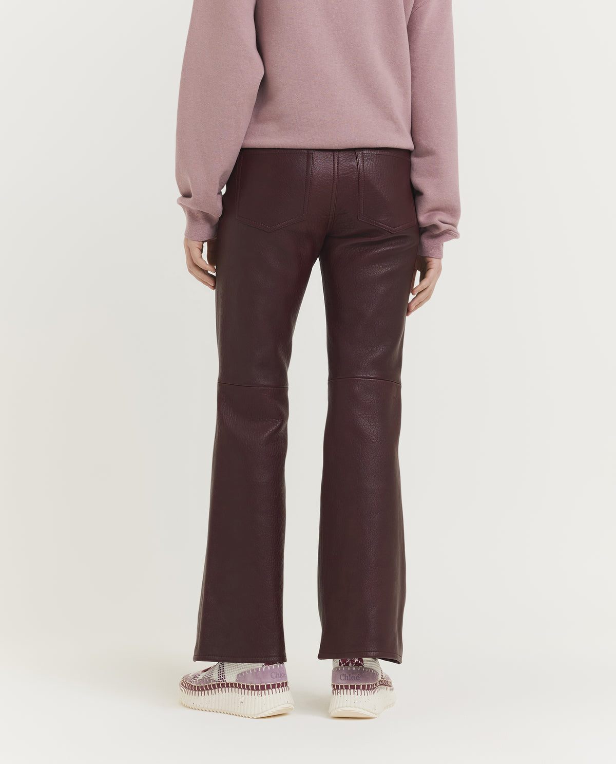 Leren Flare Broek - Rood