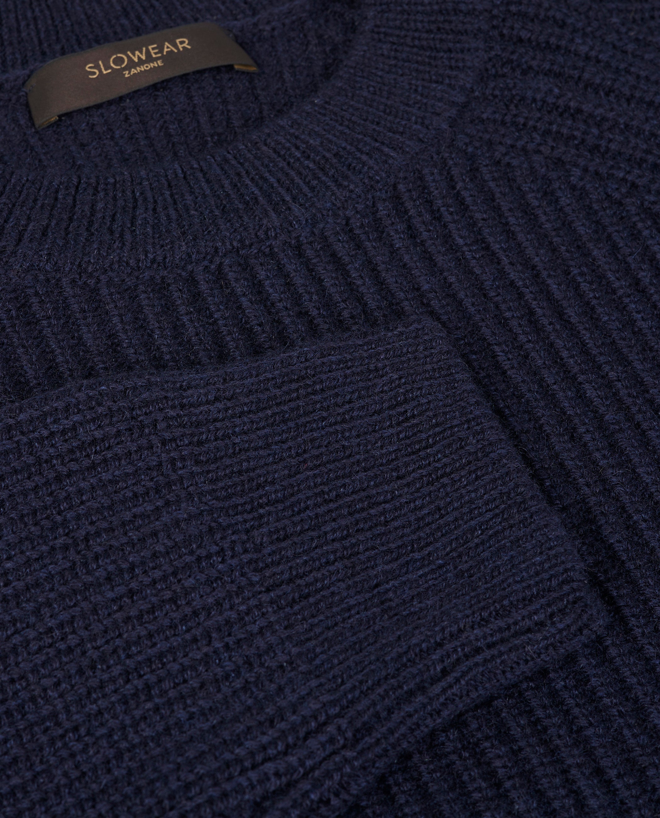 Cashmere Rib Trui - Donkerblauw