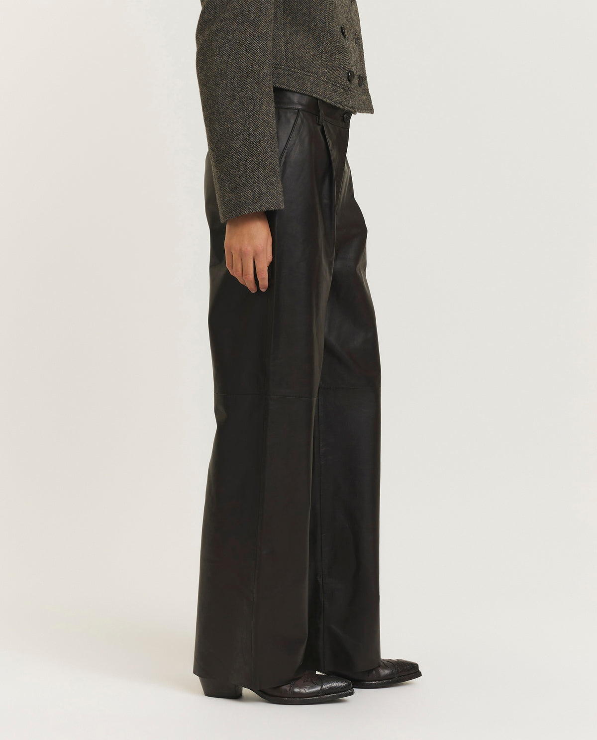 Wide leg leather trousers


