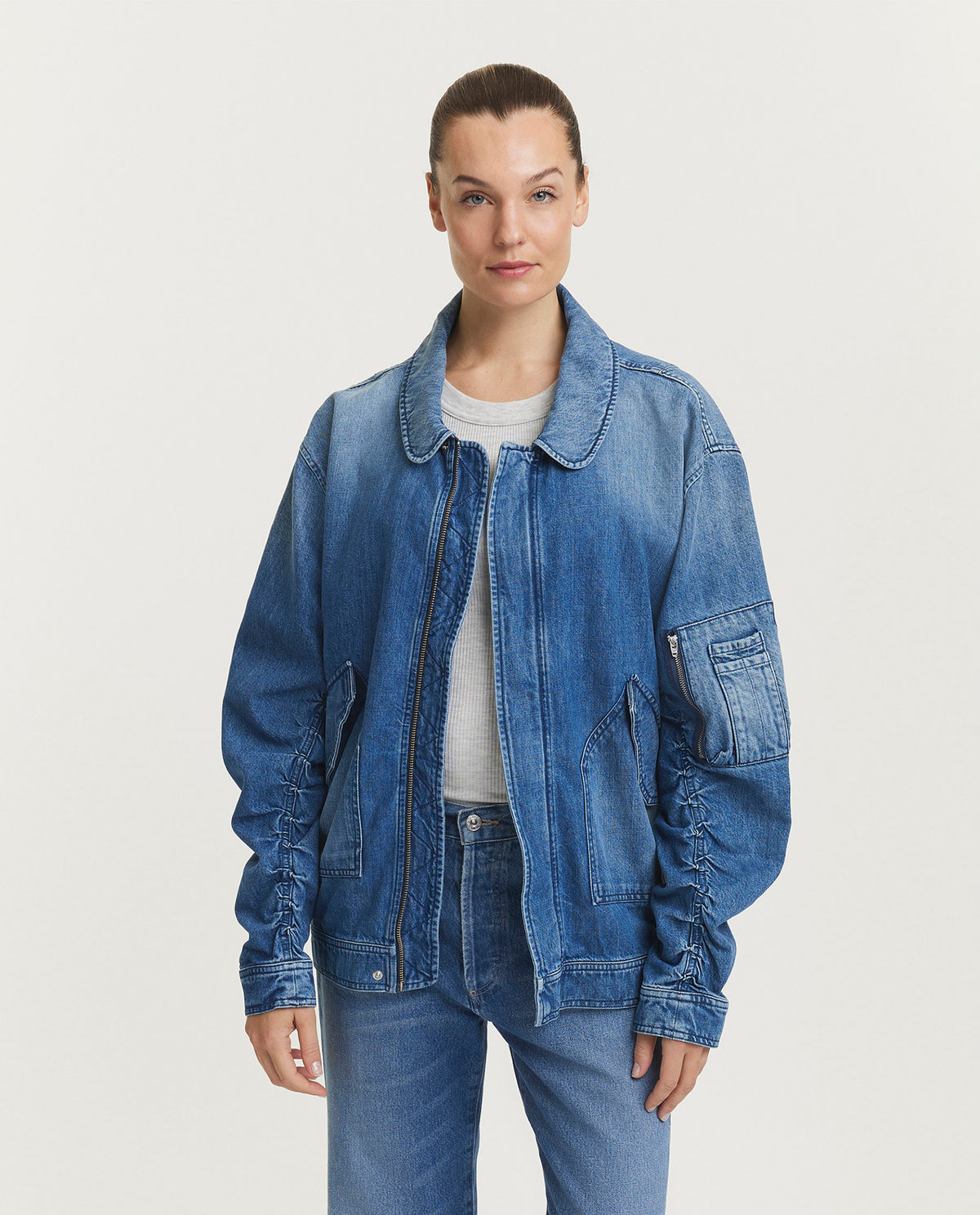 Denim bomber jas