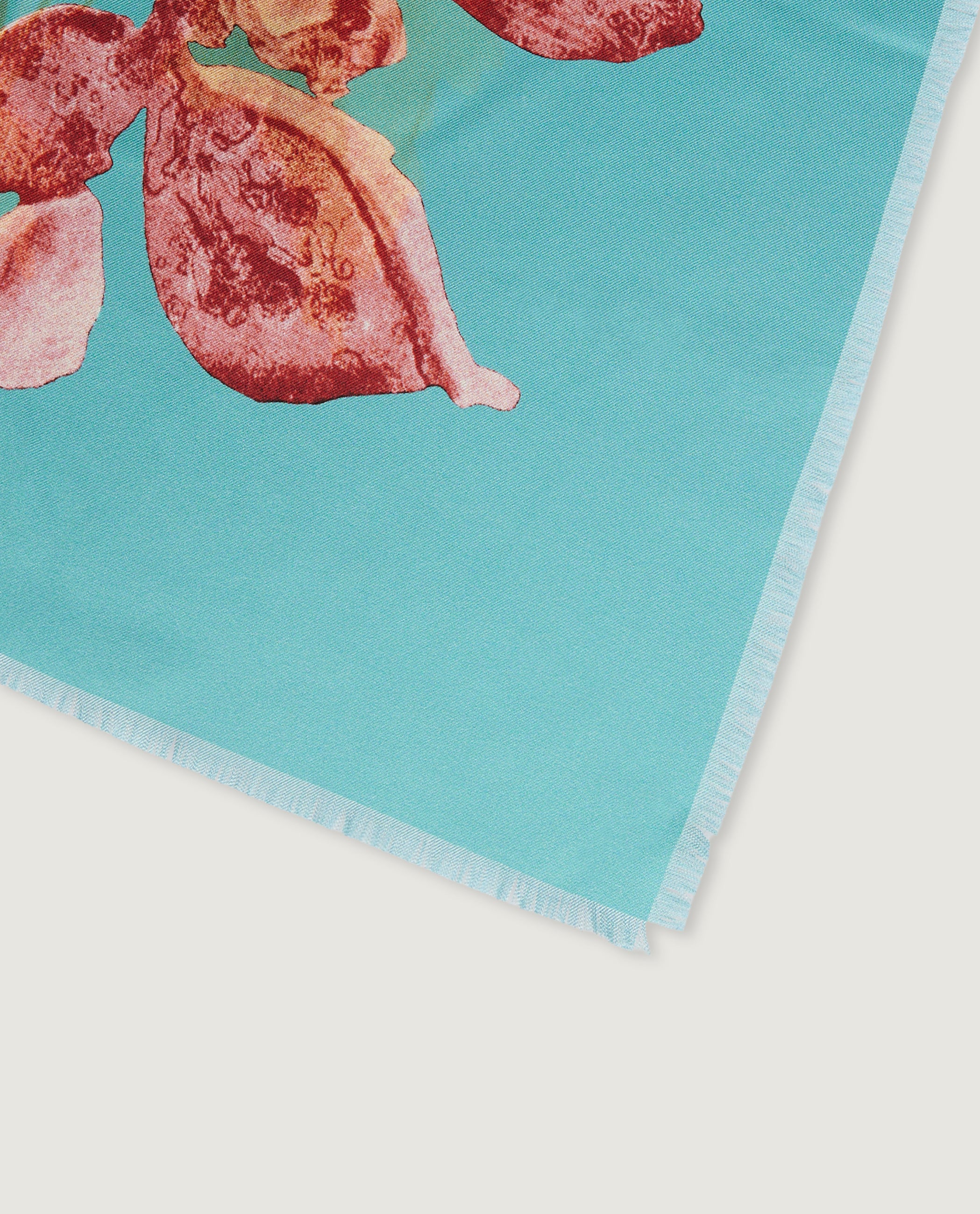 Floraal Zijden Shawl - Lichtblauw