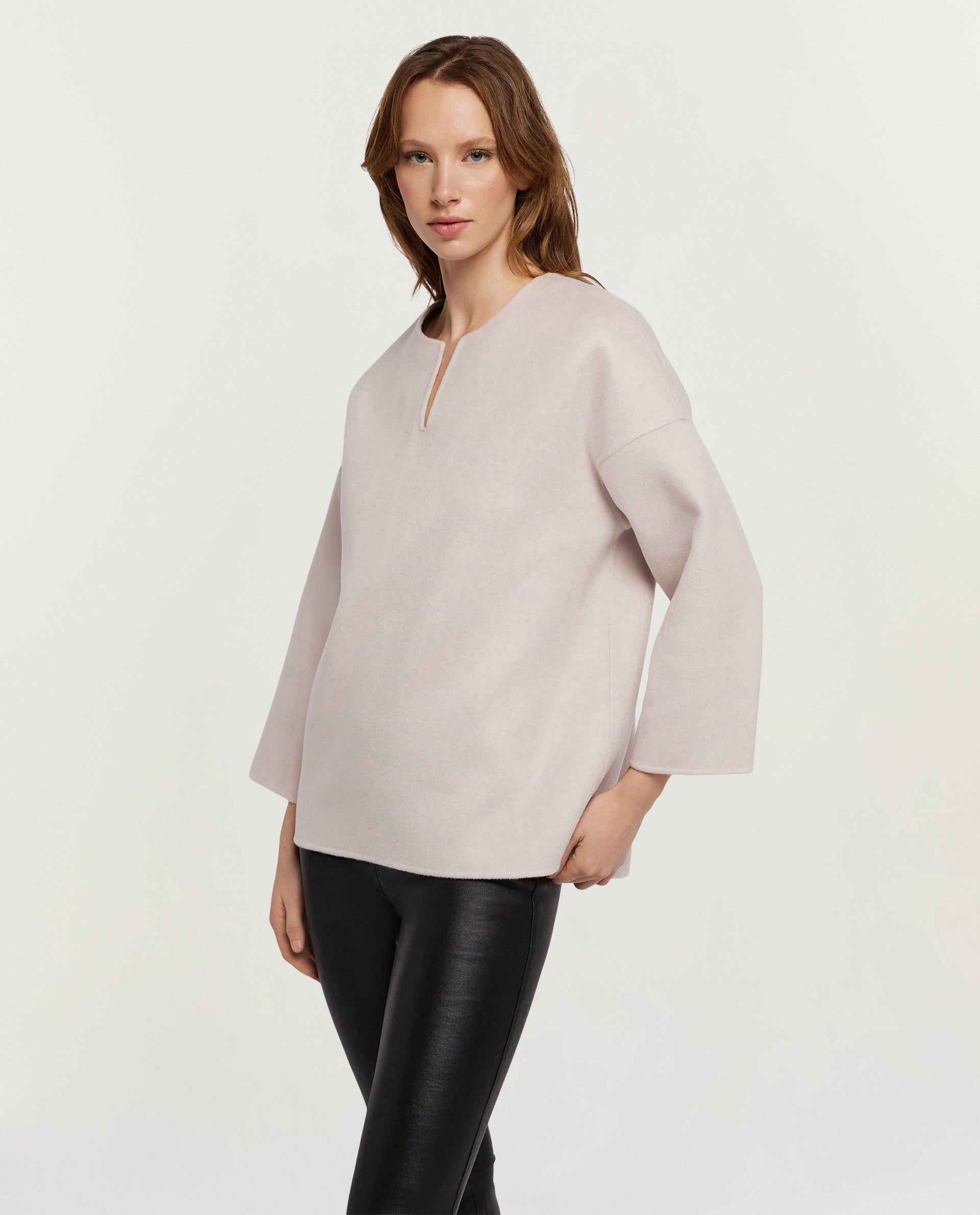 Double face cashmere trui