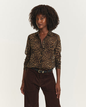 Gaia Zijden Blouse - Bruin