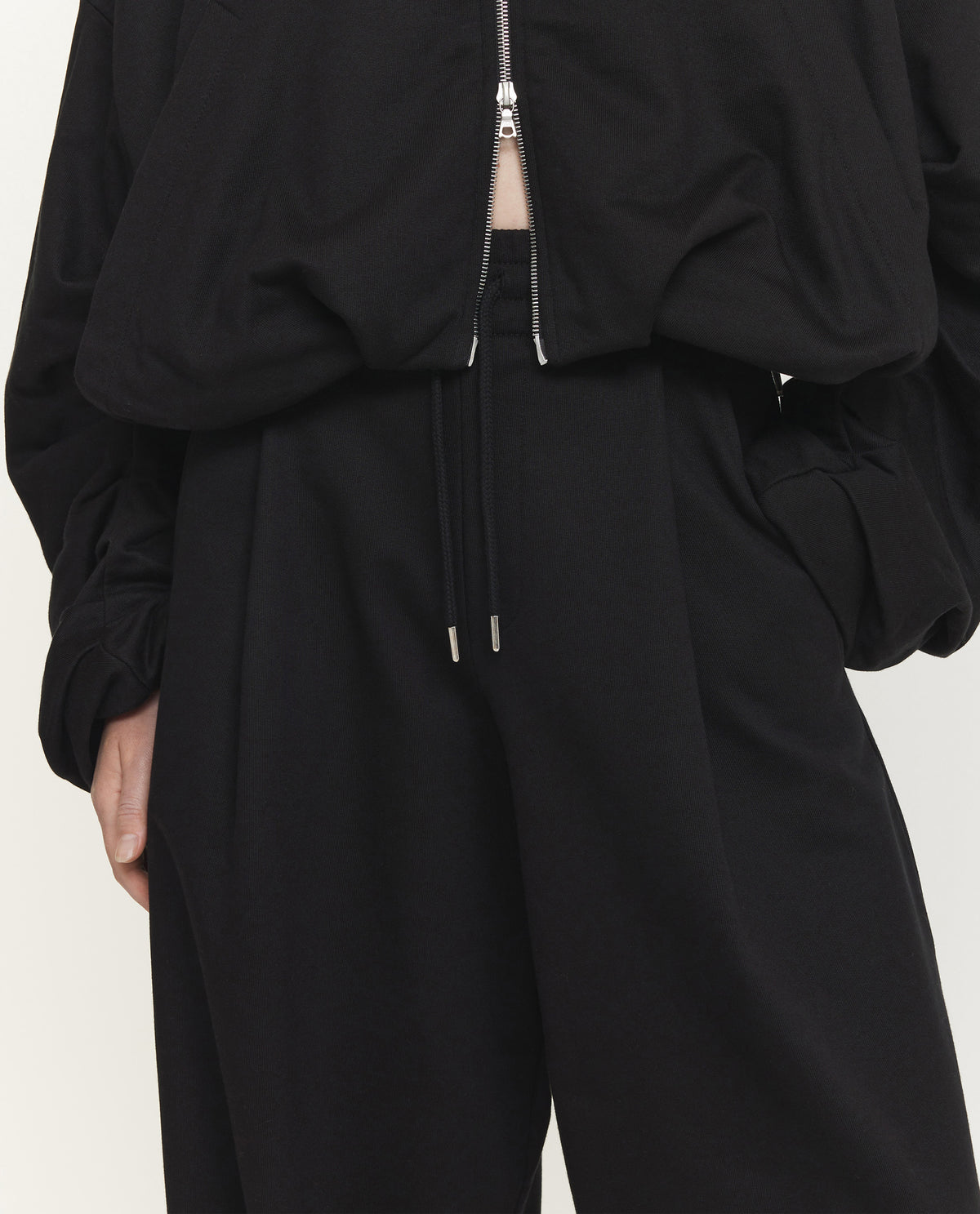 Wijde Katoenen Jogger - Zwart