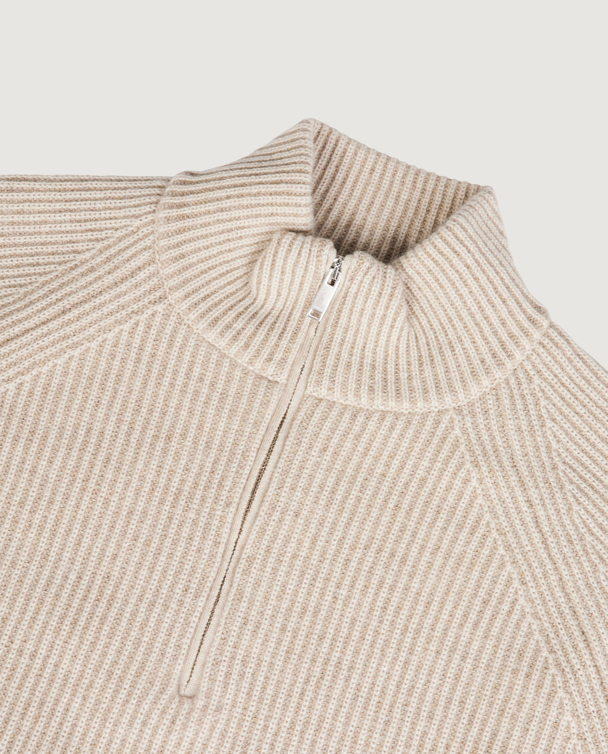 Ribbed Cashmere Half-Zip Sweater