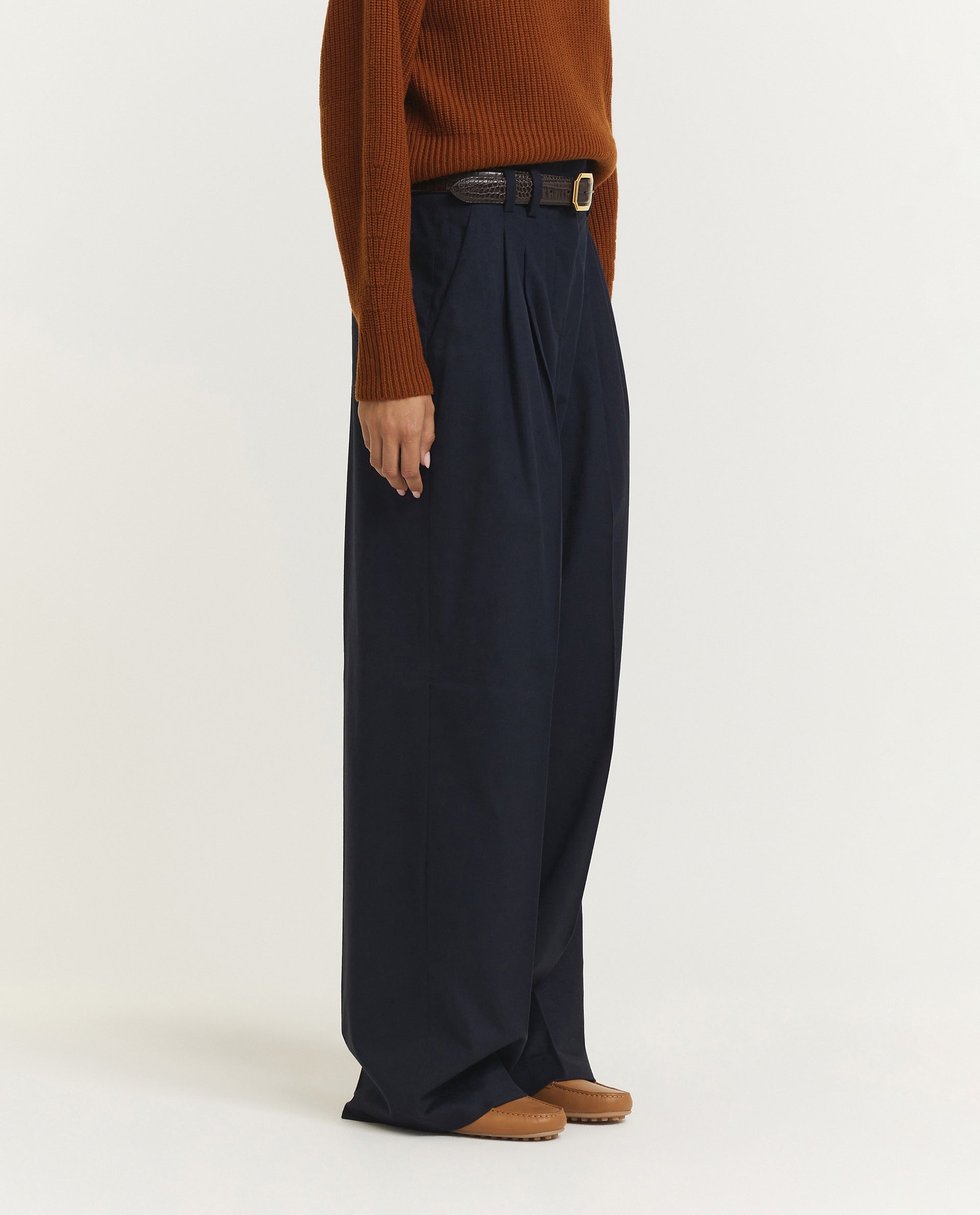 Wide Leg Pleated Trousers