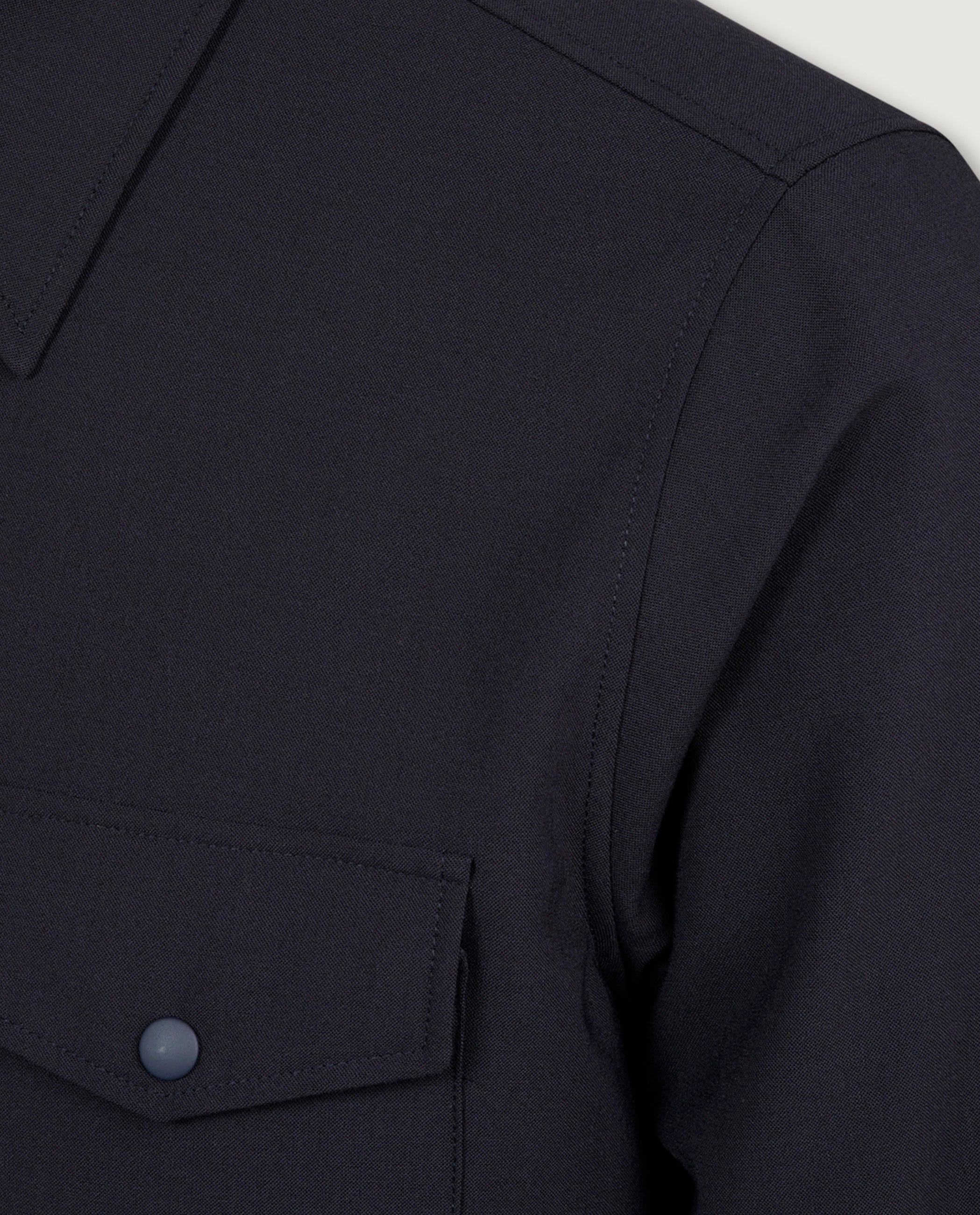 Wol Mix Camicia 13 - Donkerblauw