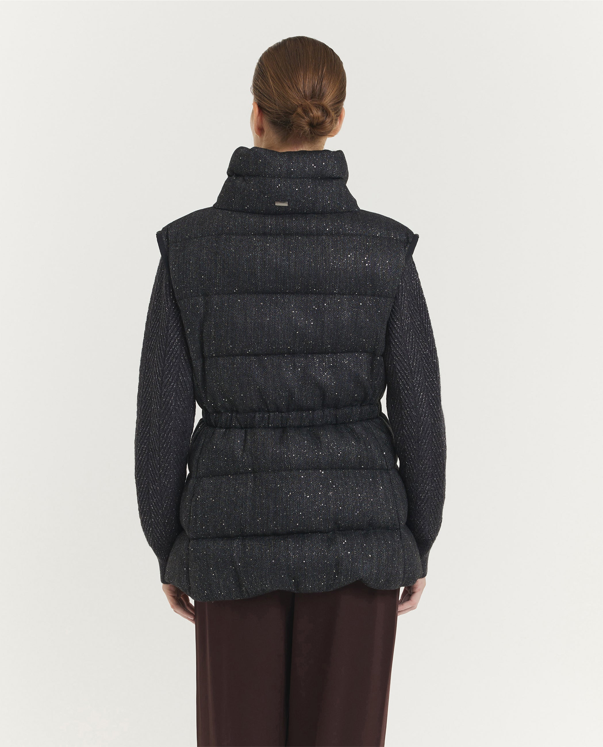 Glitter Visgraat Bodywarmer - Donkergrijs