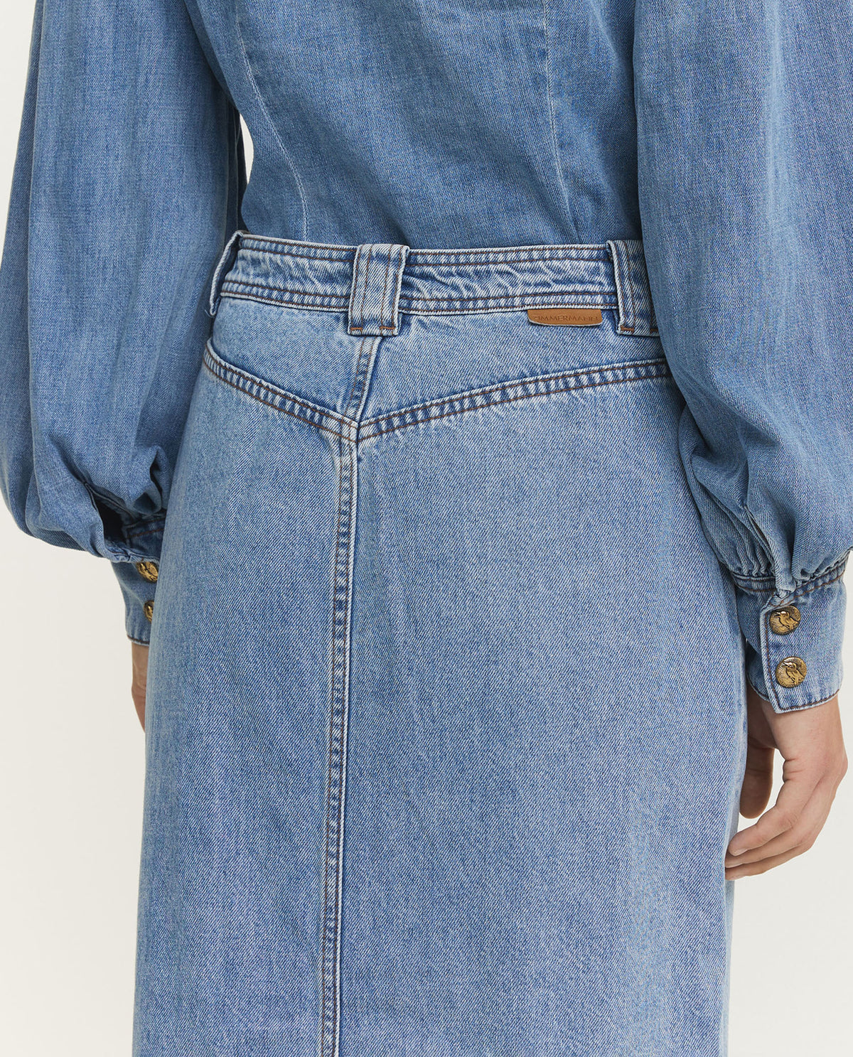 Denim Koker Midi-Rok - Lichtblauw