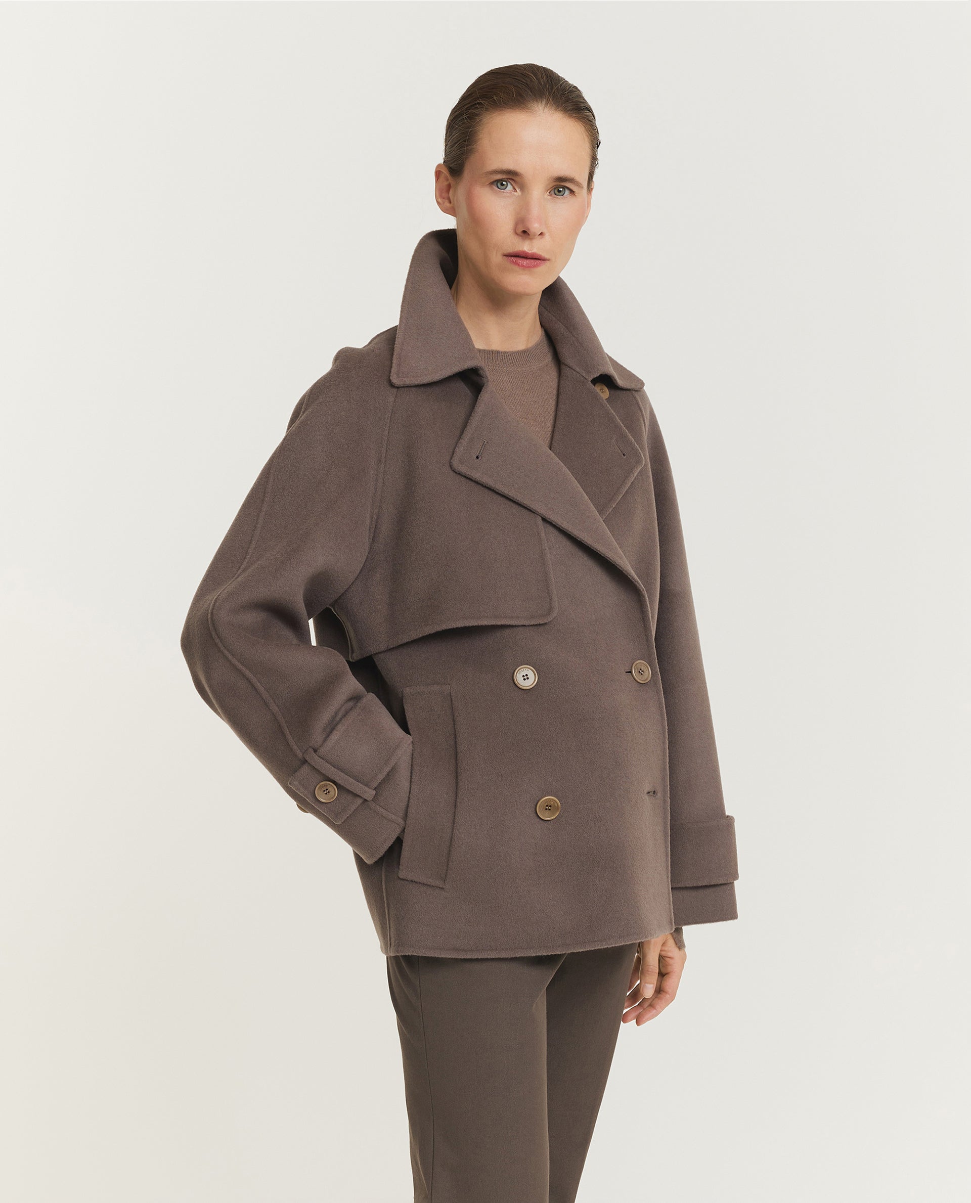 Marne Wol Cashmere Coat - Bruin