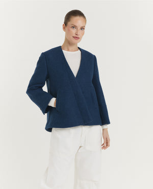 Gekruist Wollen Jasje - Blauw