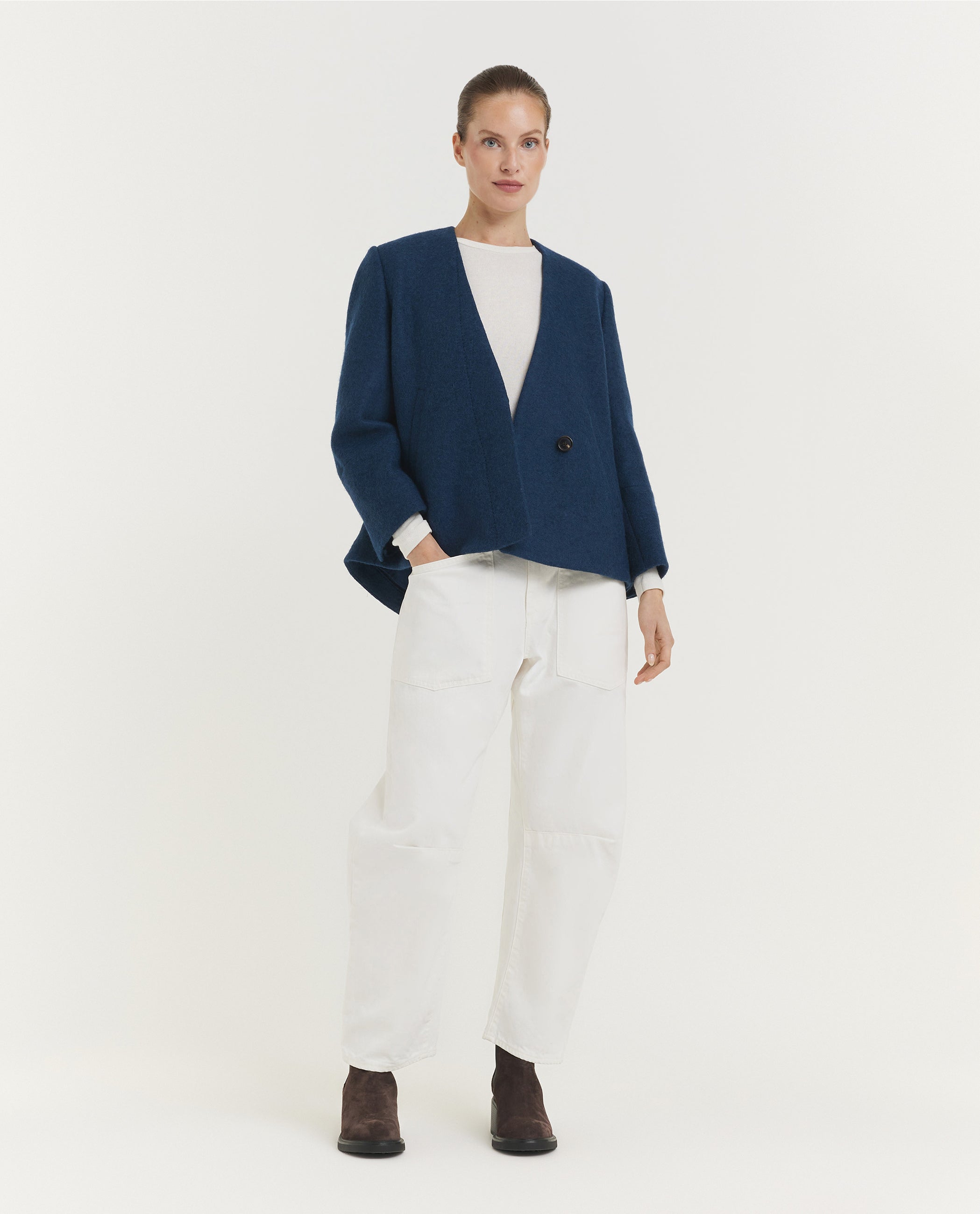 Gekruist Wollen Jasje - Blauw