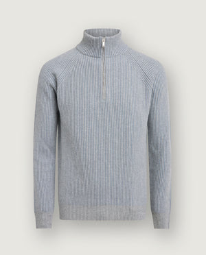 Ribbed Cashmere Half-Zip Sweater