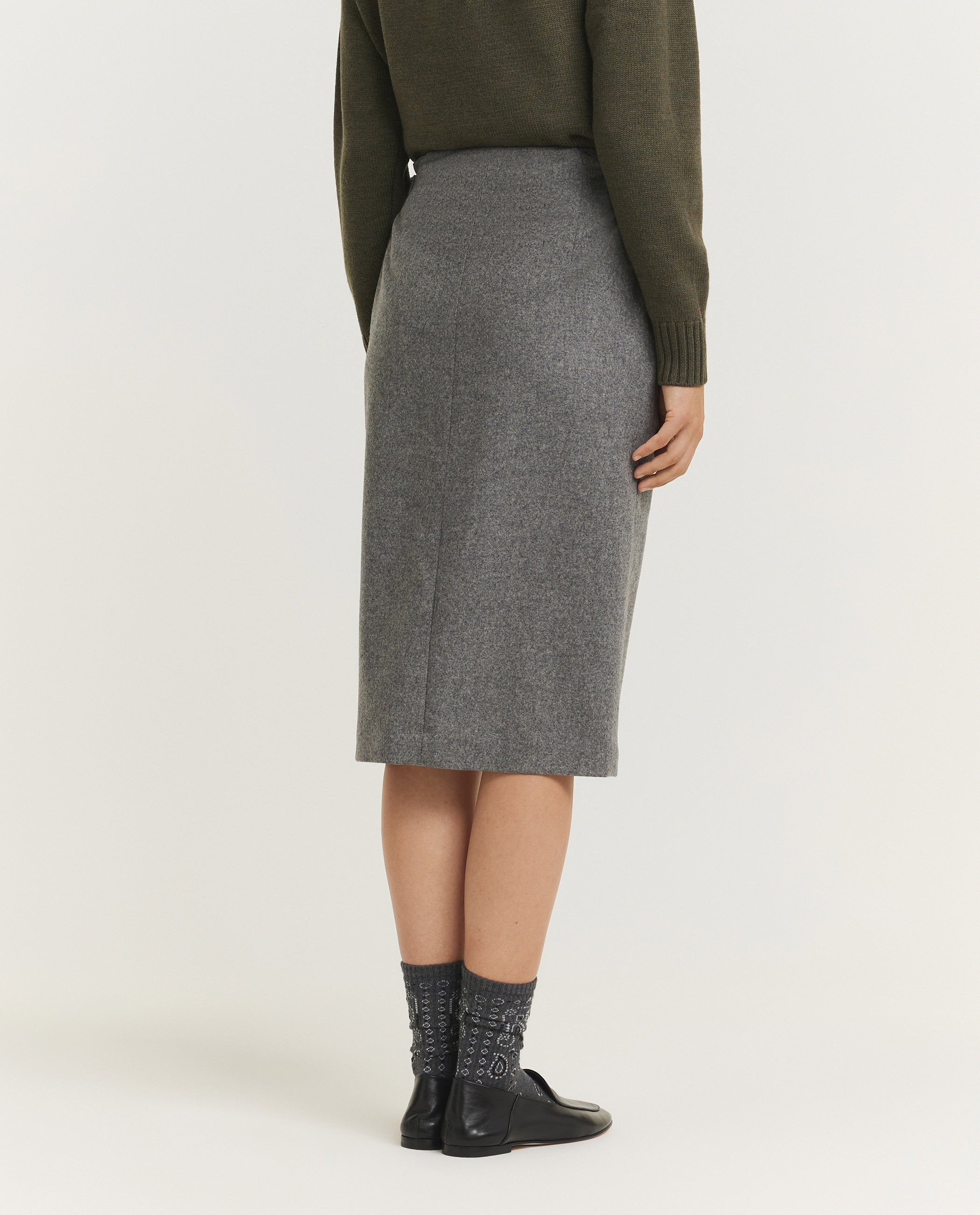 Wool Cashmere Pencil Skirt