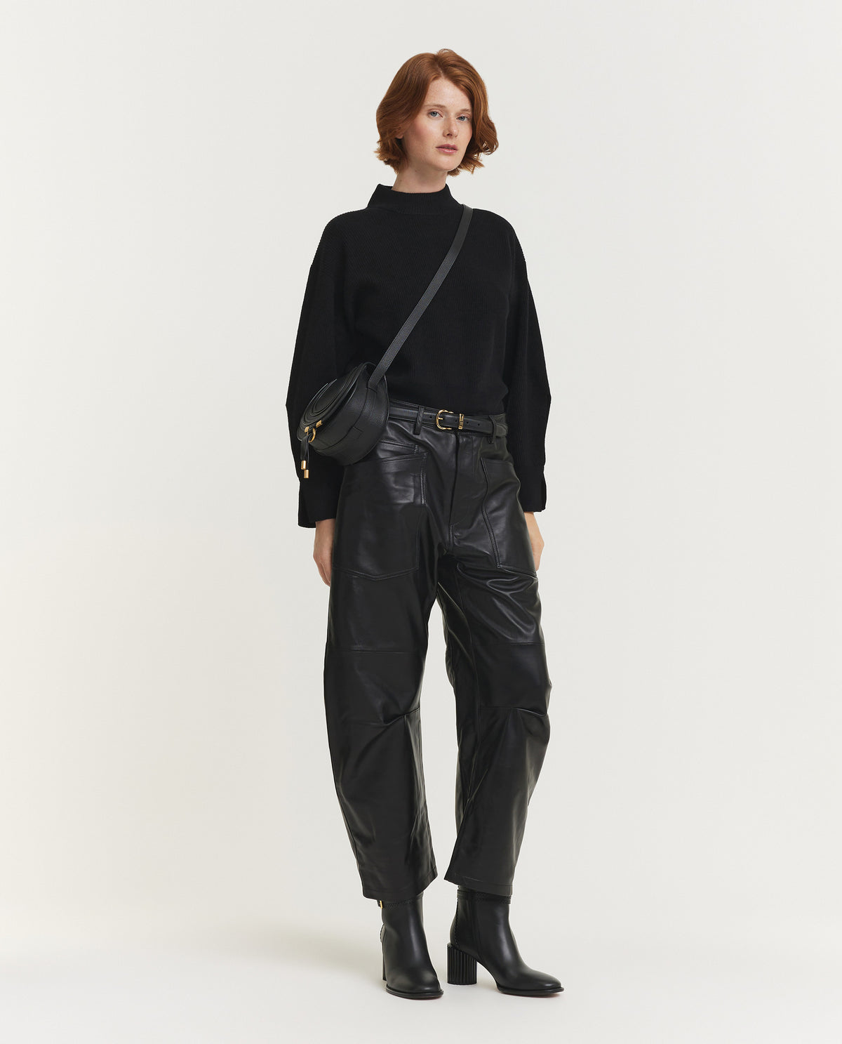 Split Sleeve Mock Trui - Zwart