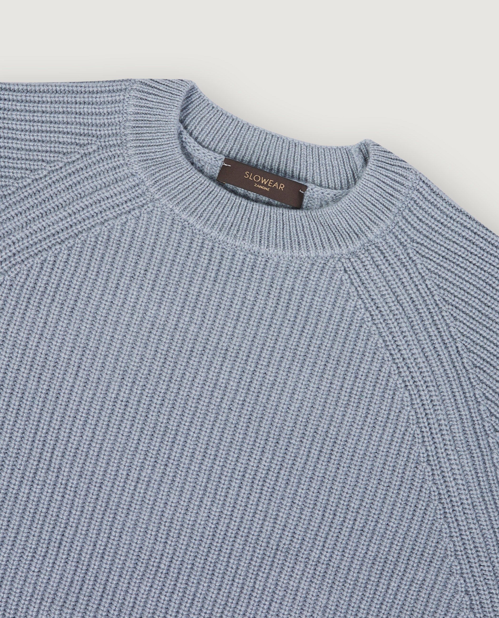 Cashmere Rib Trui - Lichtblauw