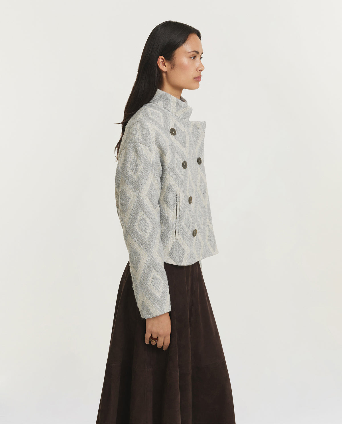 Patroon Peacoat - Lichtgrijs