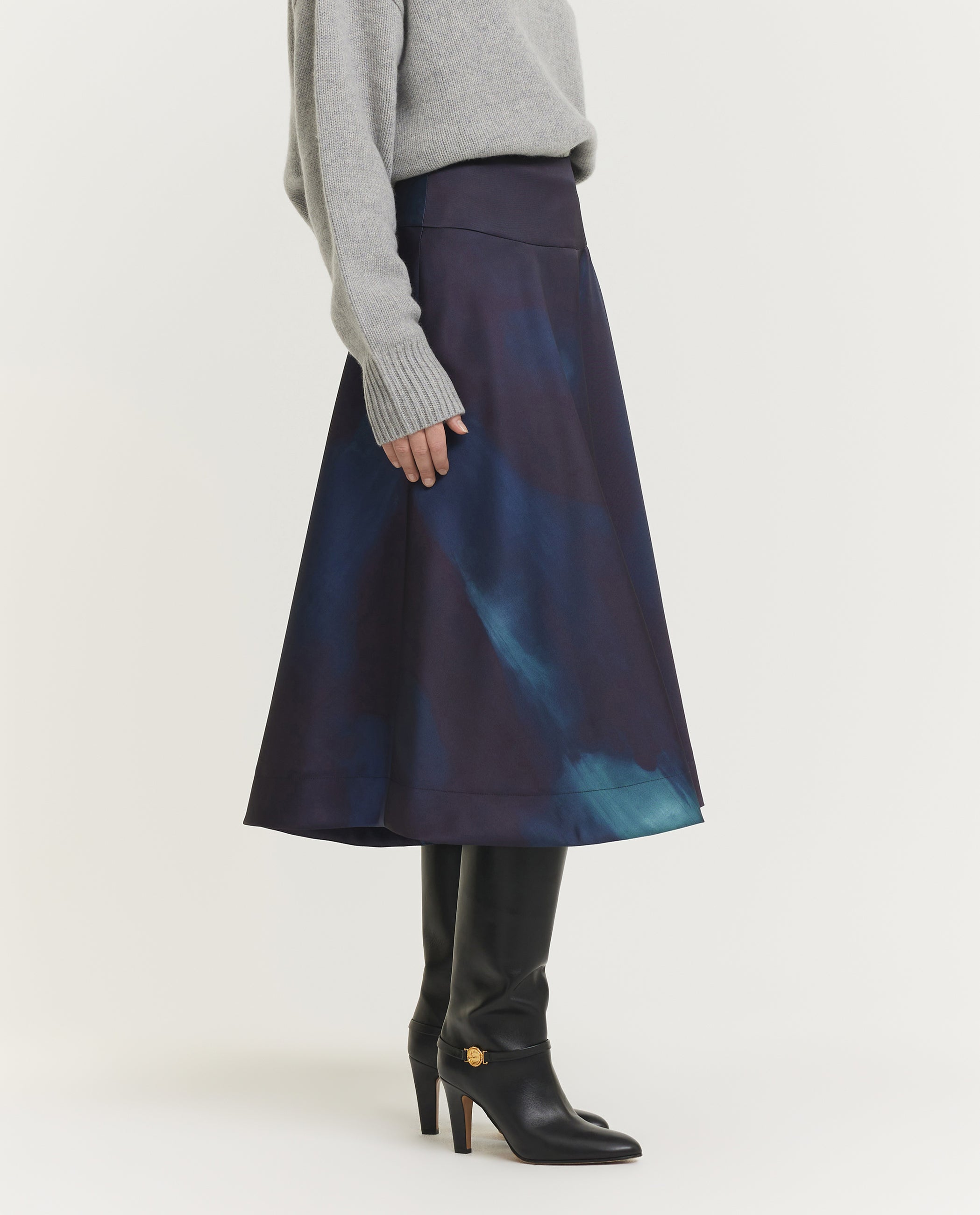 Midi Patroon Rok - Blauw