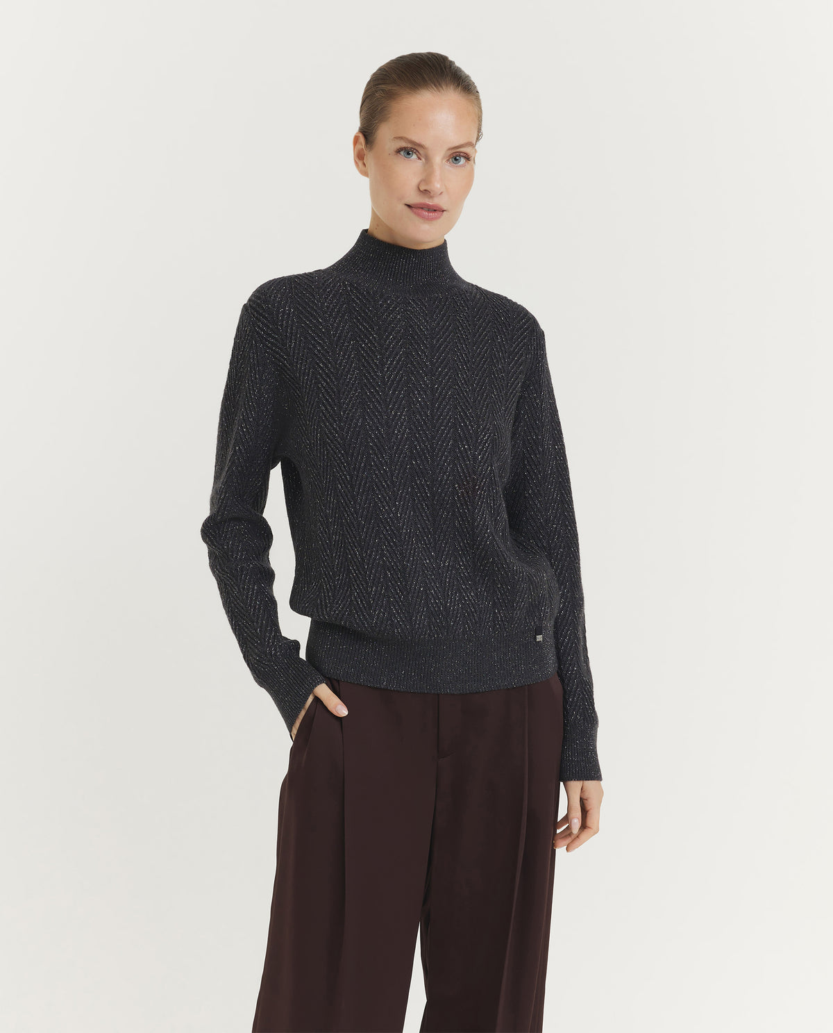 Glitter Visgraat Coltrui - Donkergrijs