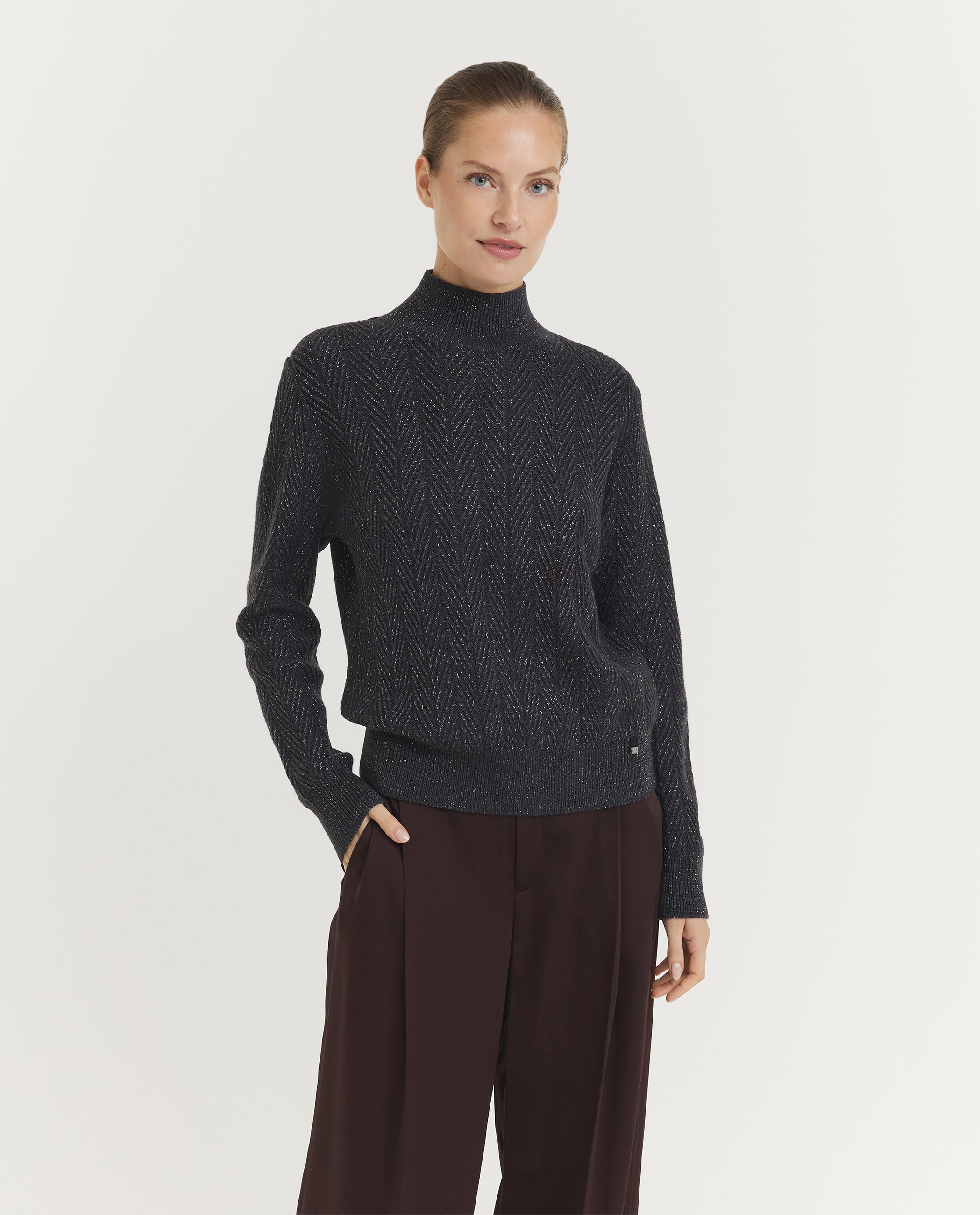 Glitter Visgraat Coltrui - Donkergrijs