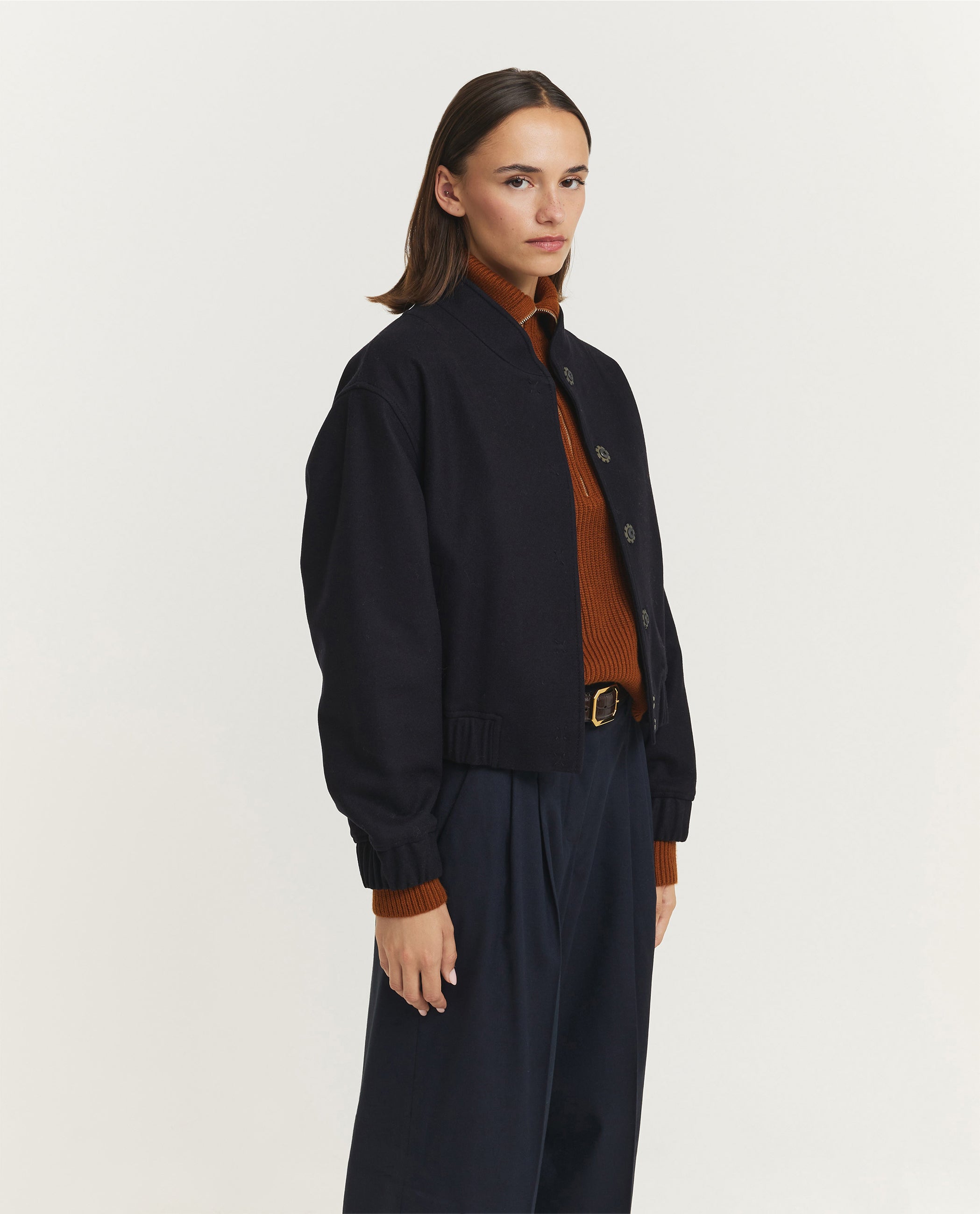 Wollen Bomberjack - Donkerblauw