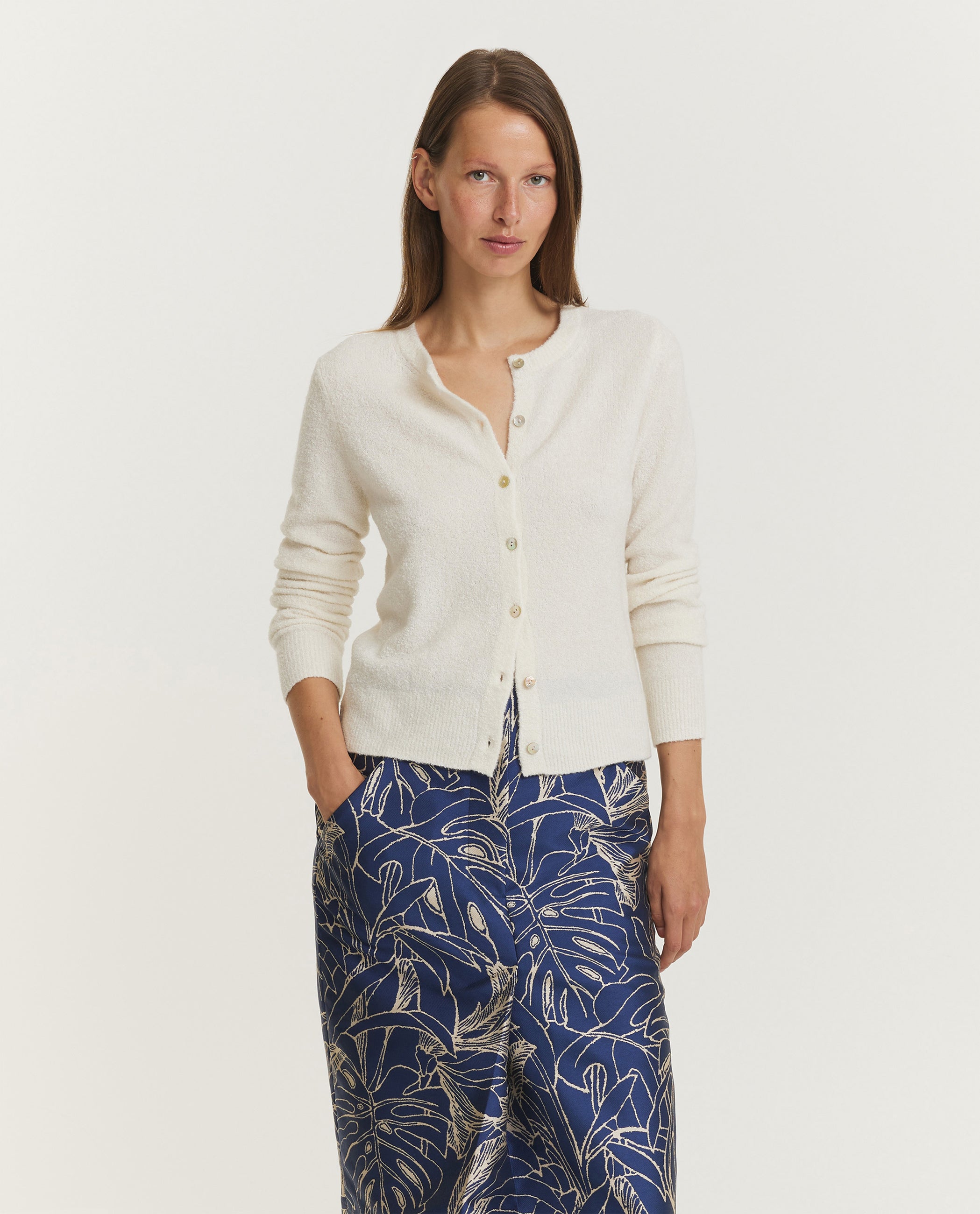 Zijde Cashmere Boucle Vest - Ecru