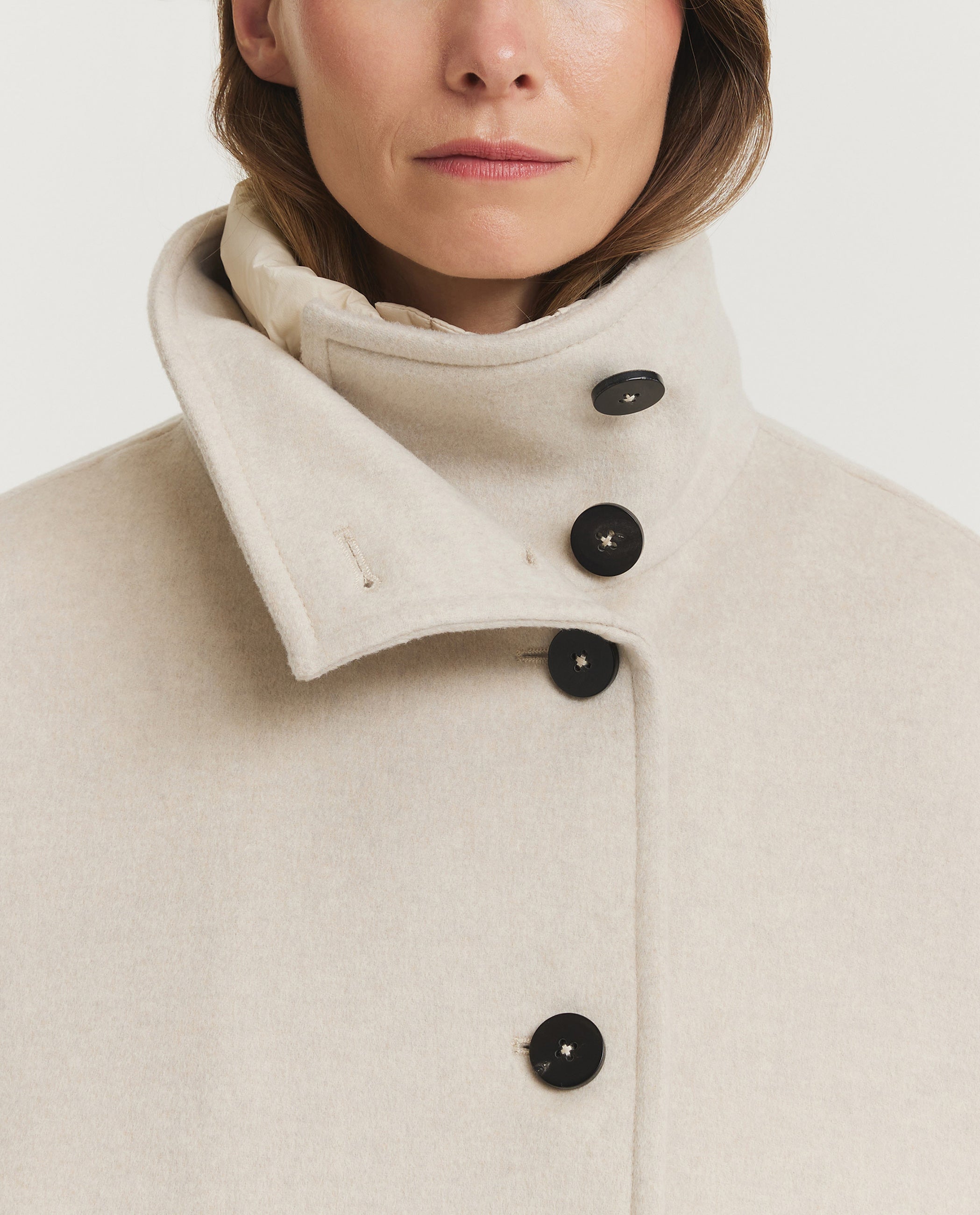 Wol Cashmere Raglan Jas - Ecru