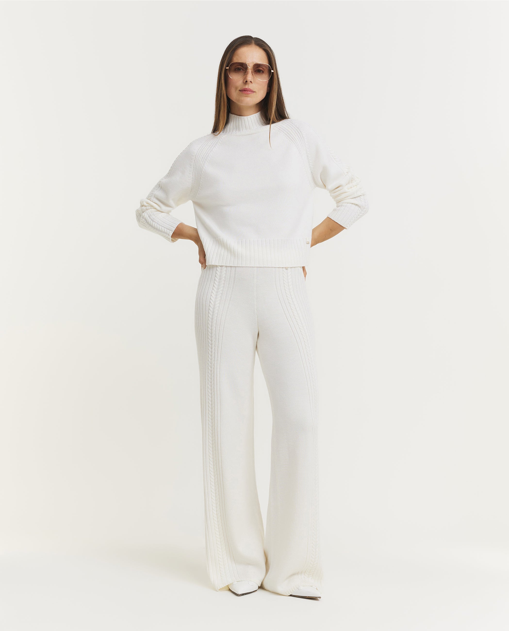 Wollen Kabel Broek - Wit