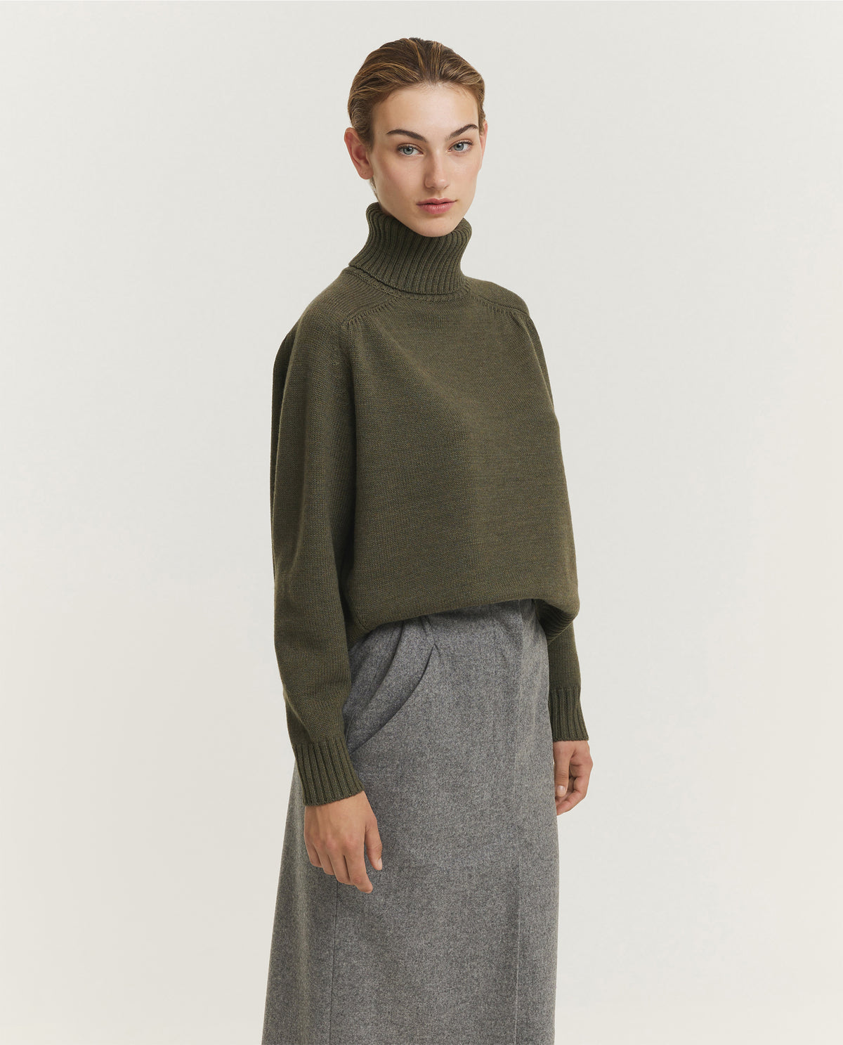 Low Mock Neck Wool Sweater
