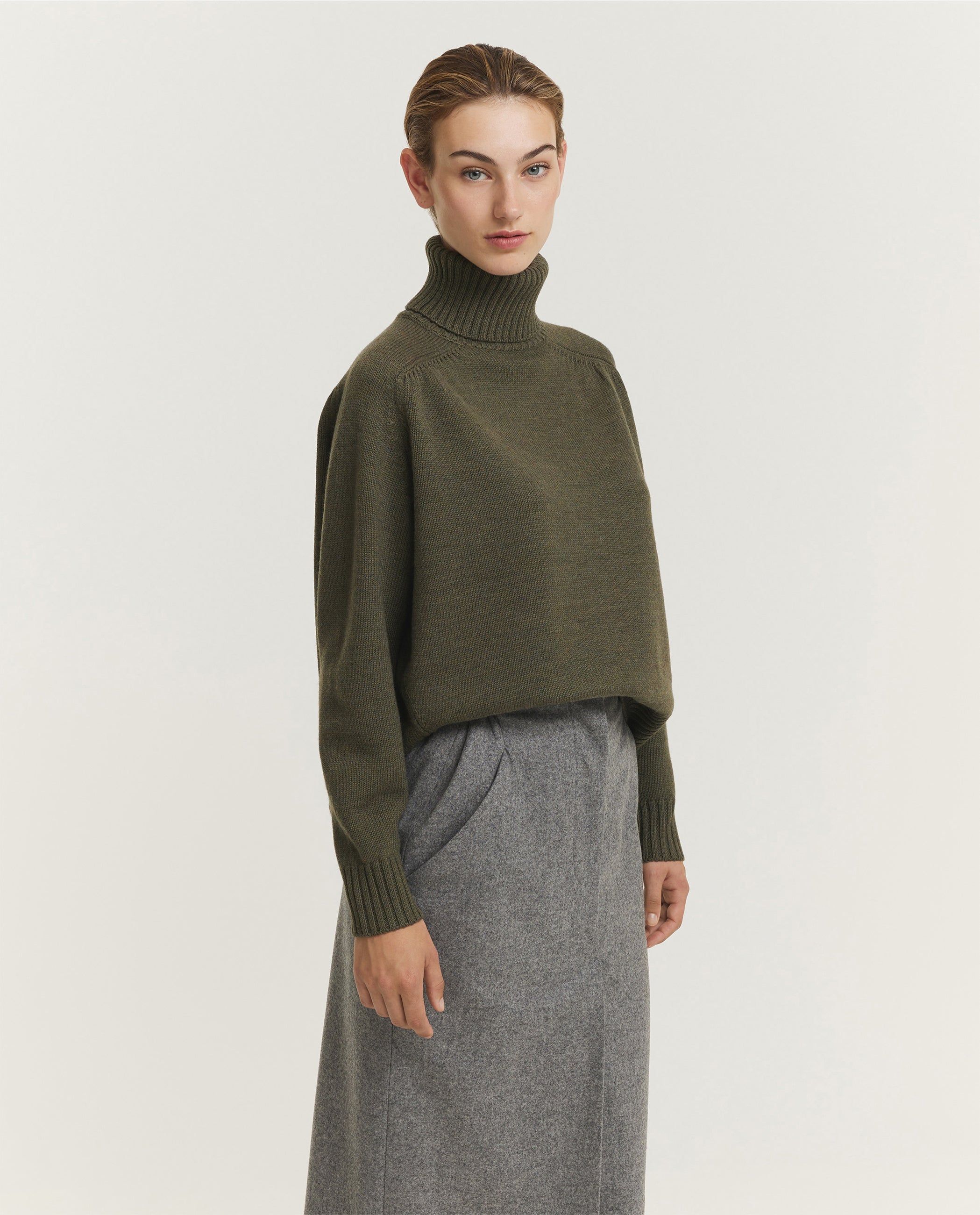 Low Mock Neck Wool Sweater