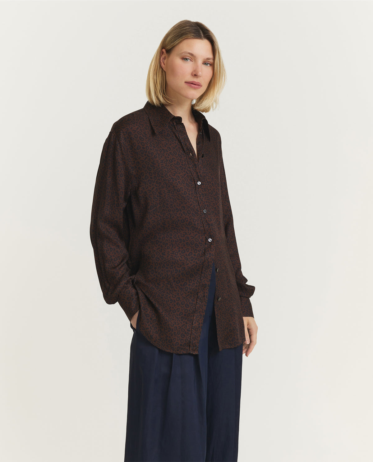 Frankie Leopard Blouse - Bruin