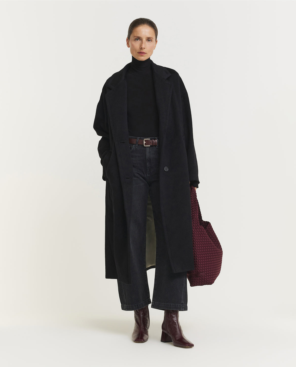 Wol Mohair Coccon Overjas - Zwart