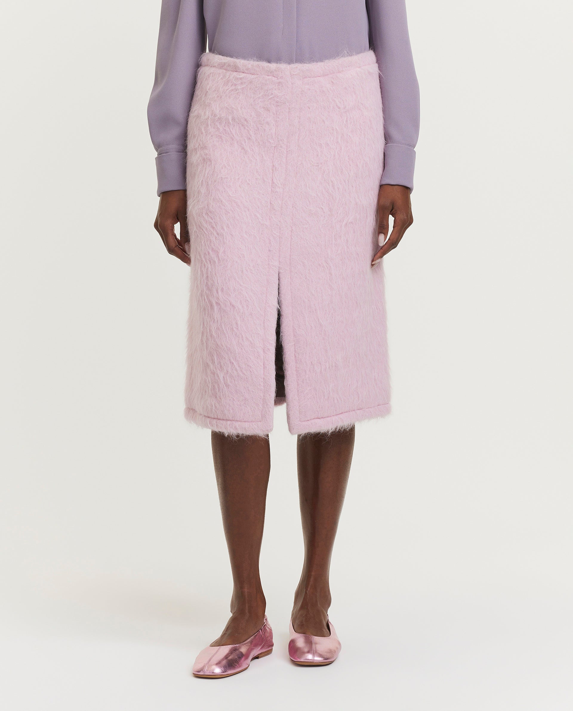 Wool-blend midi skirt