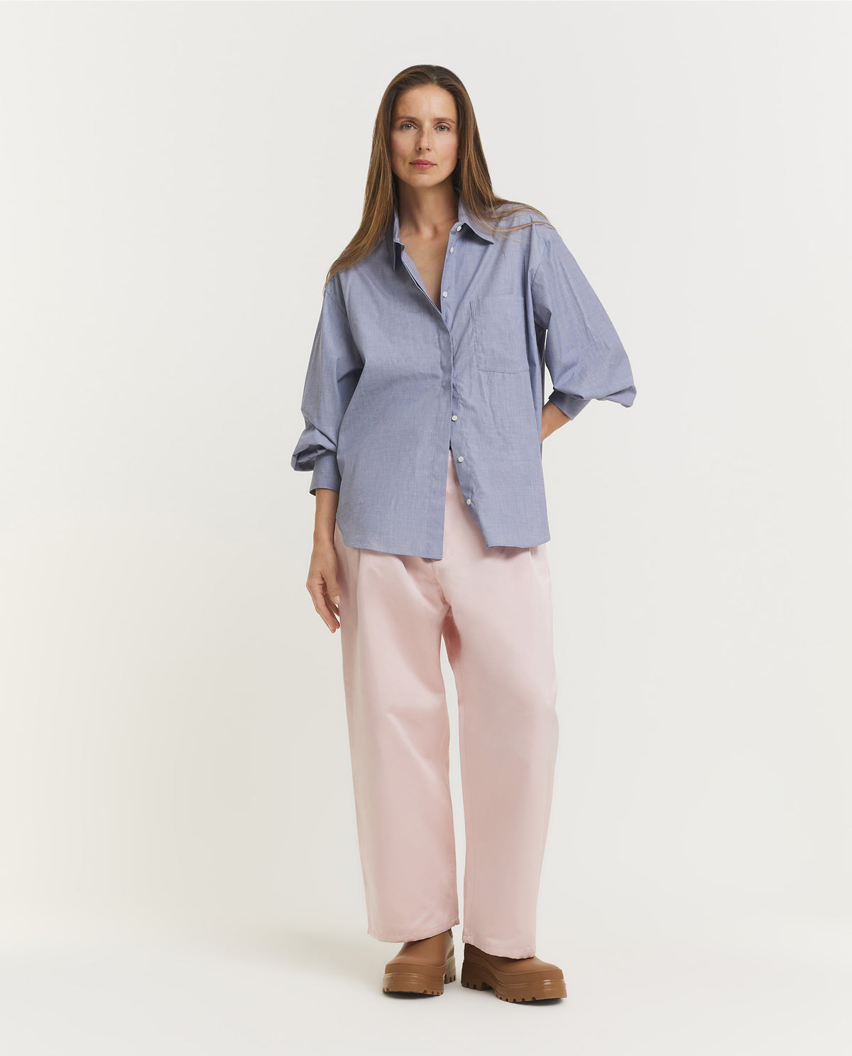 Katoen Pinpoint Masculine Shirt - Blauw