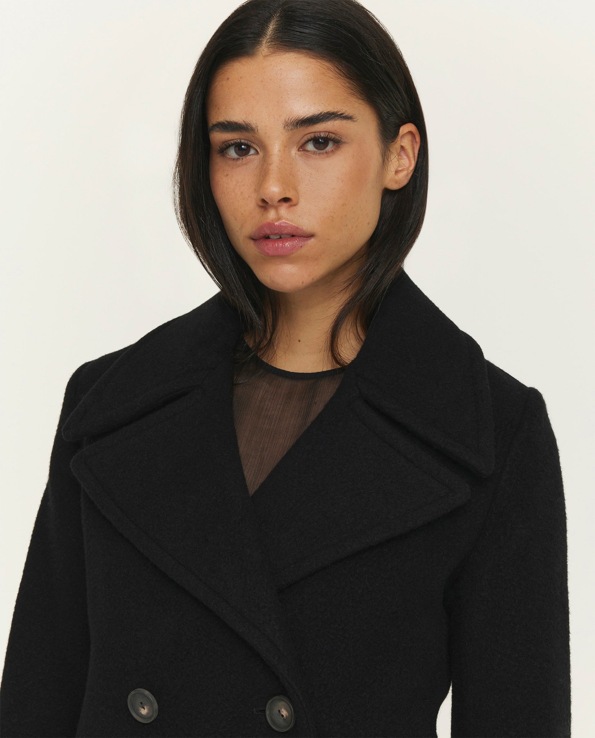 Cropped wool coat